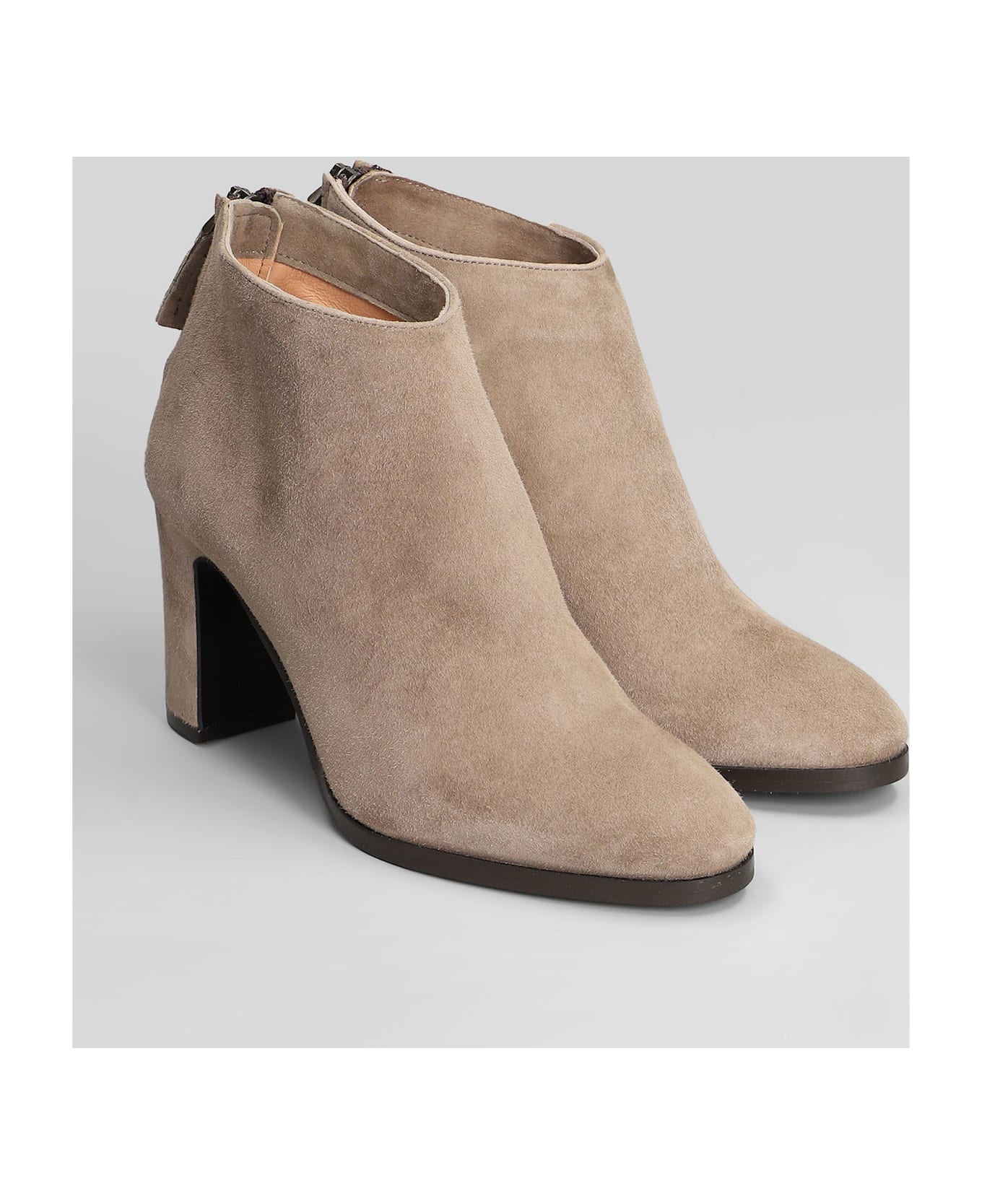 Julie Dee High Heels Ankle Boots In Beige Suede - beige