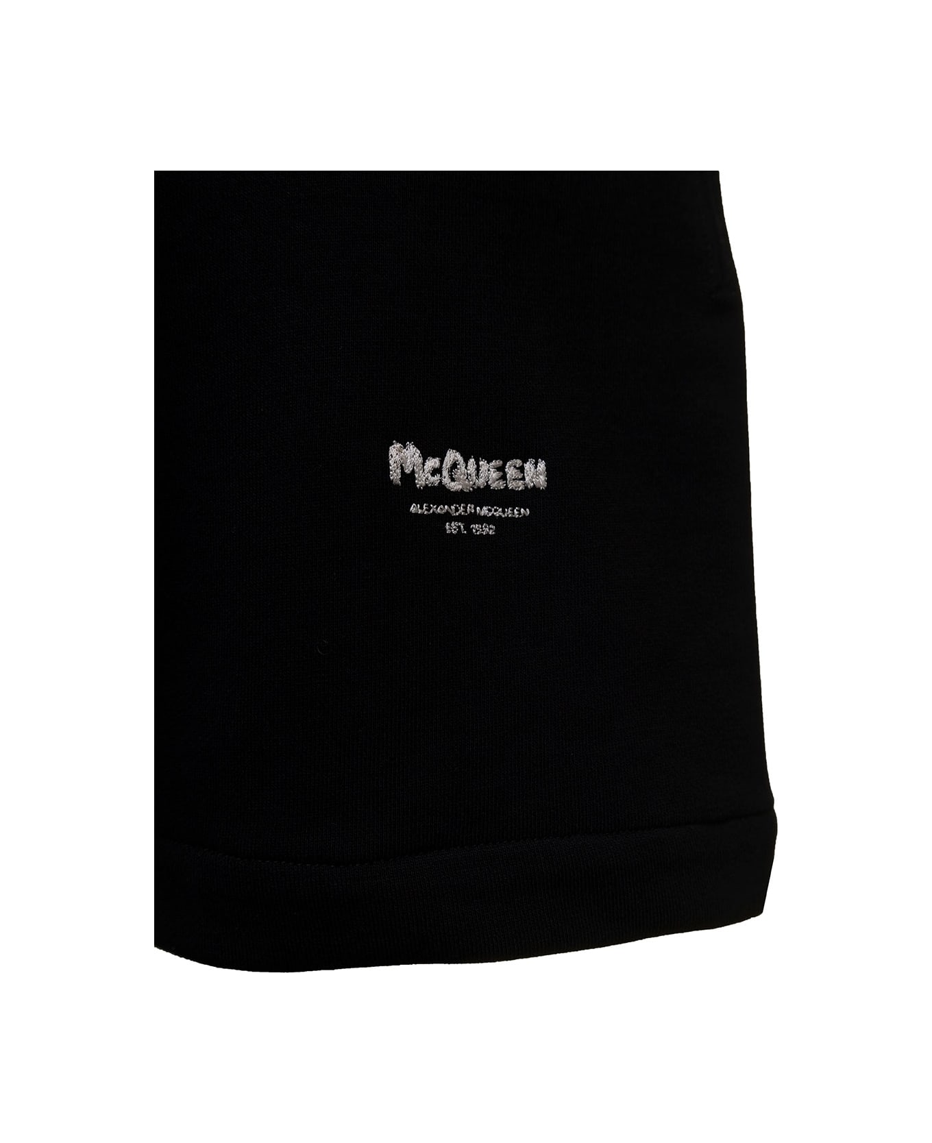 Alexander McQueen Man's Black Cotton Bermuda Shorts With  Logo - Black