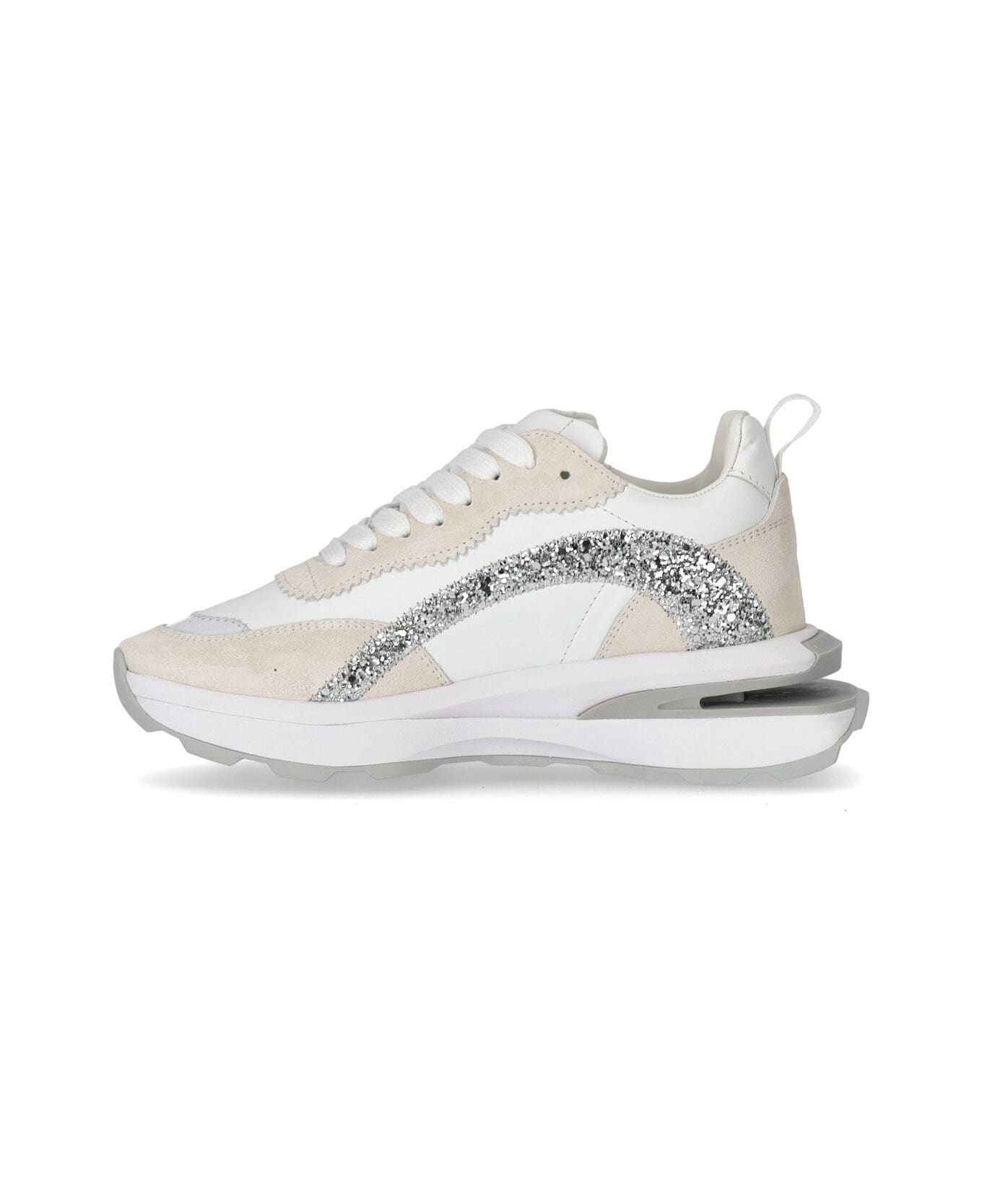 Dsquared2 Slash Glitter White Sneaker - Bianco