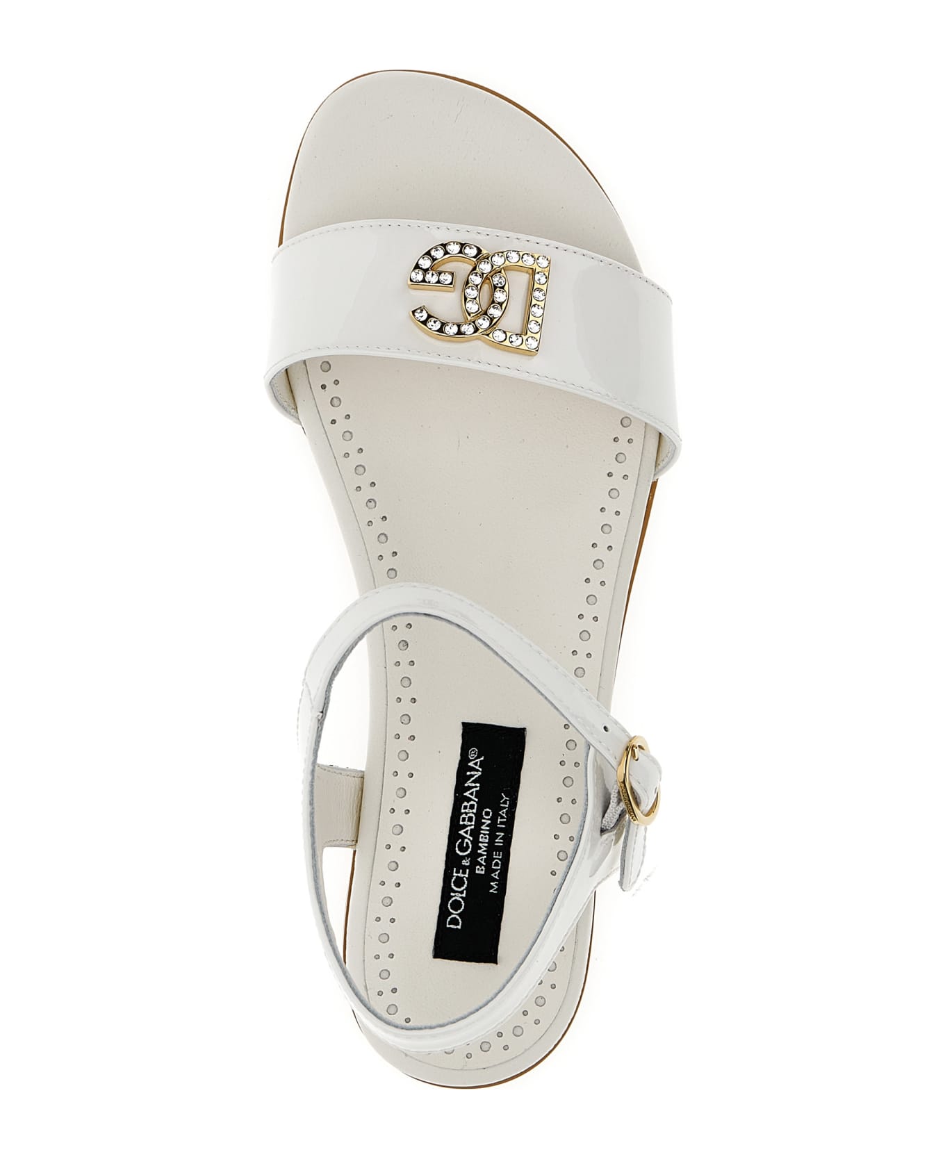 Dolce & Gabbana Logo Patent Sandals - White