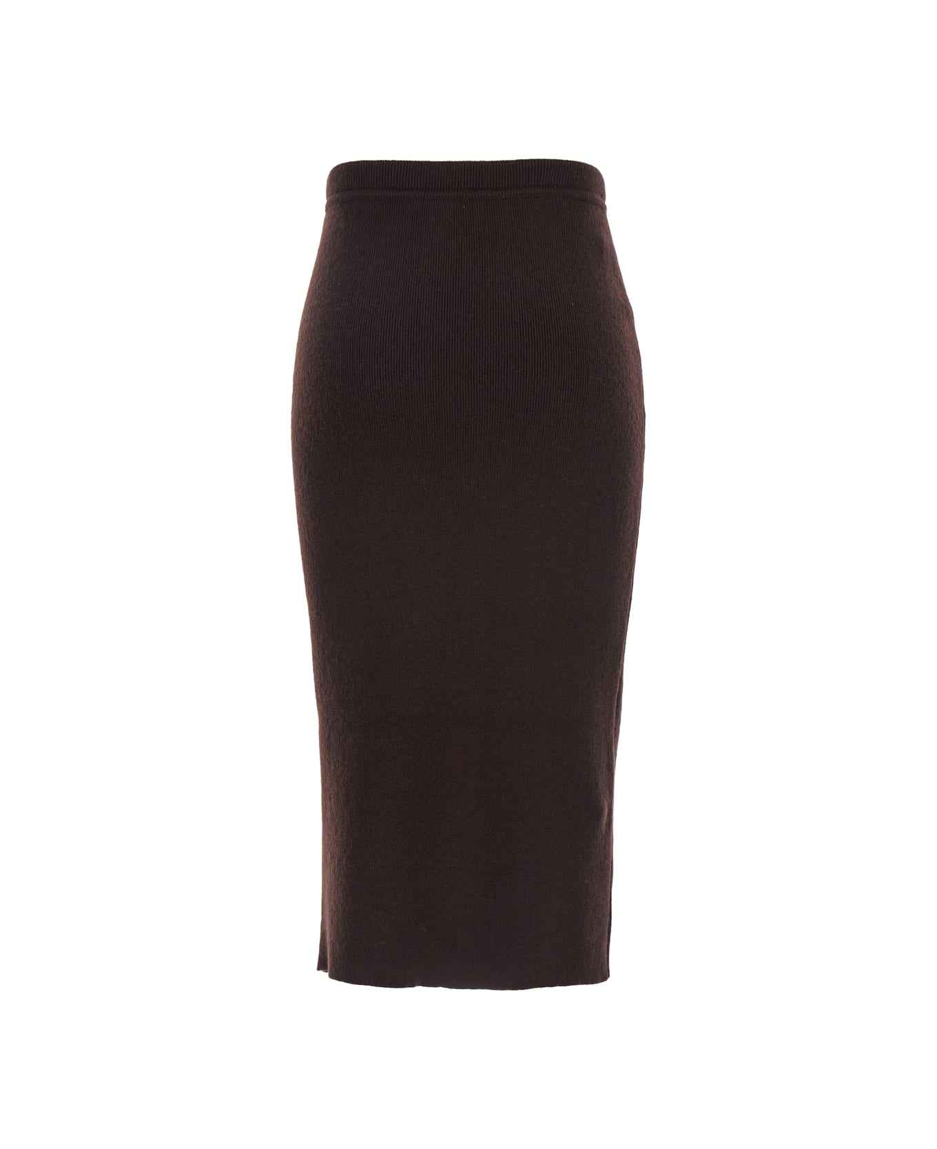 Tom Ford Brown Ribbed Knit Skirt With High Waist And Pencil Silhouette In Cashmere And Cotton Blend Woman - Brown スカート