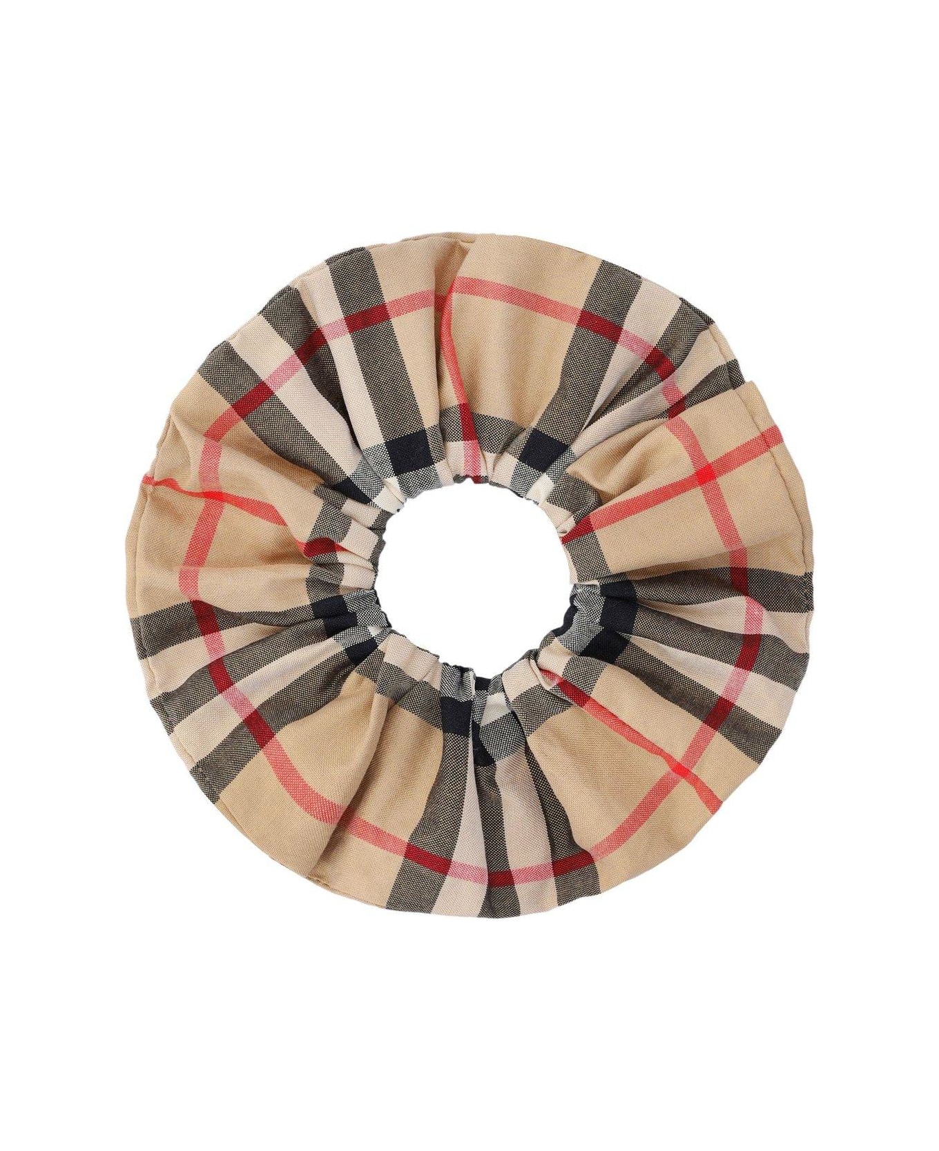 Burberry Checked Ruched Scrunchie - Archive beige
