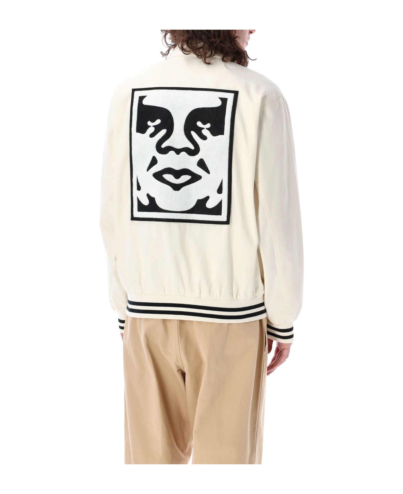 Obey Icon Face Varsity Jacket - UNBLEACHED