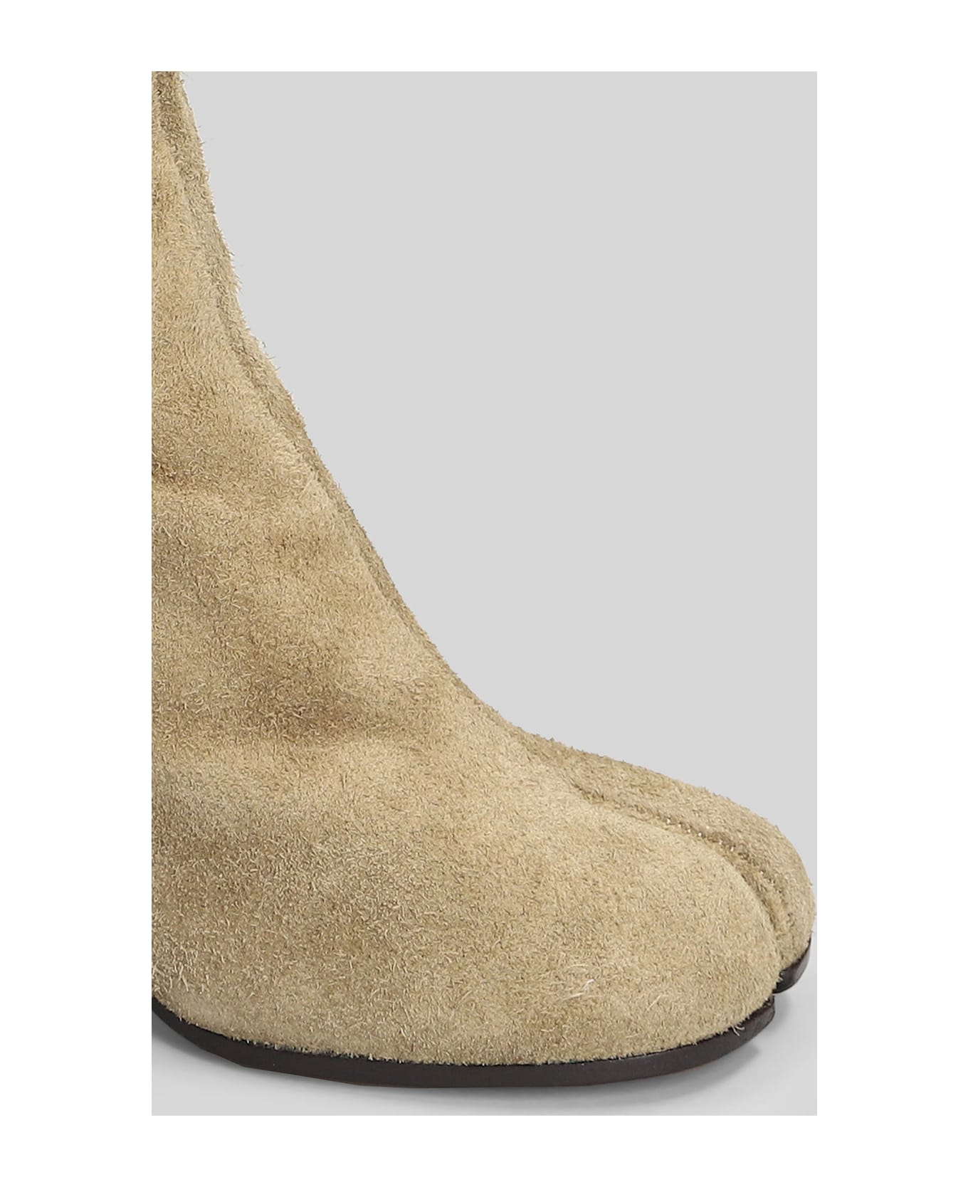 Maison Margiela Tabi High Heels Ankle Boots In Camel Suede - Camel