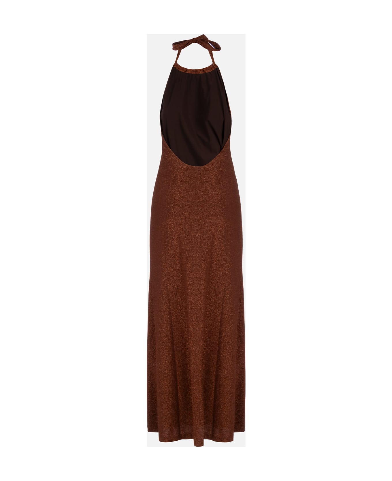 MC2 Saint Barth Lurex Brown Knitted Long Dress - BROWN