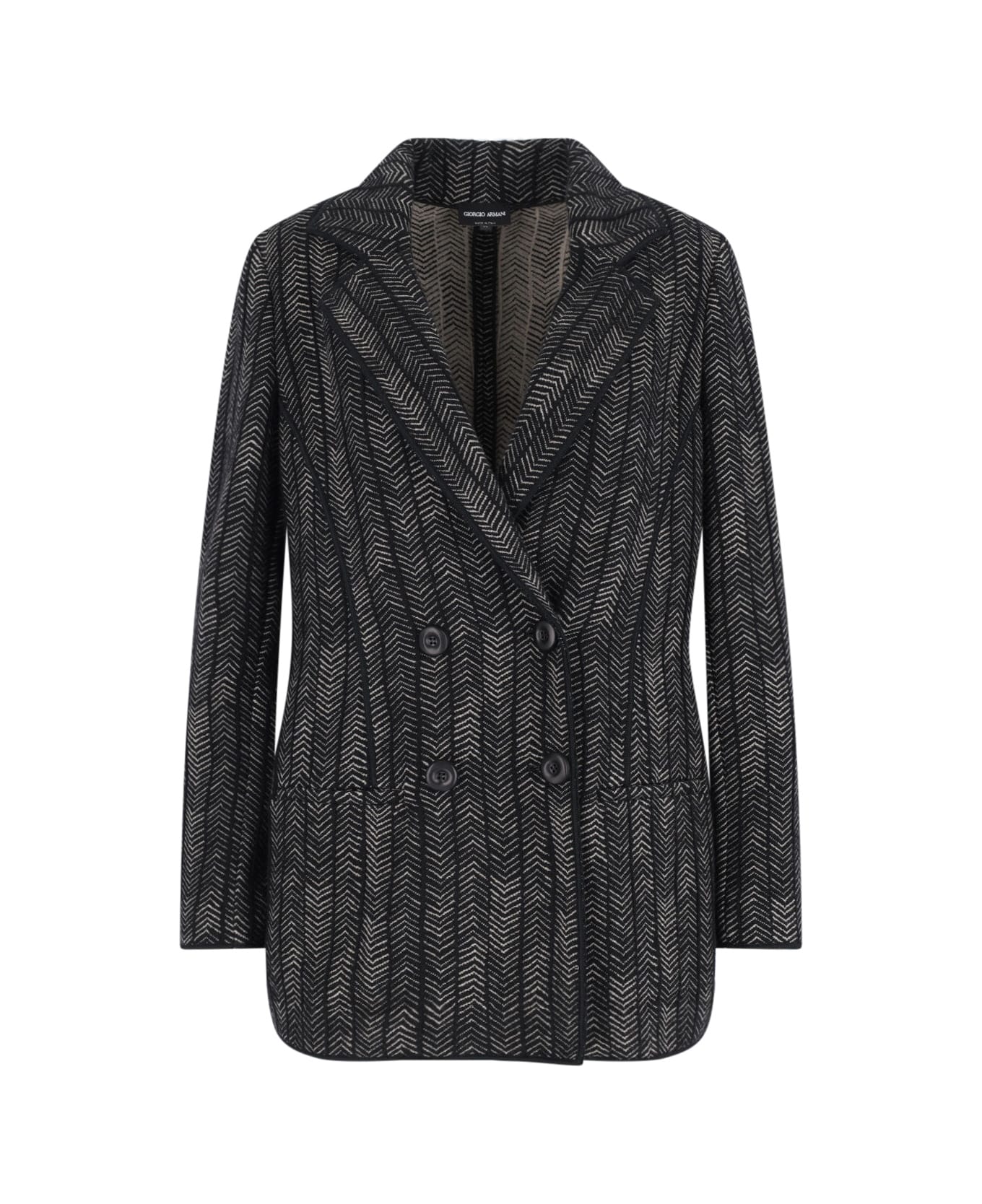 Giorgio Armani Double-breasted Cashmere And Viscose Blazer - Black  