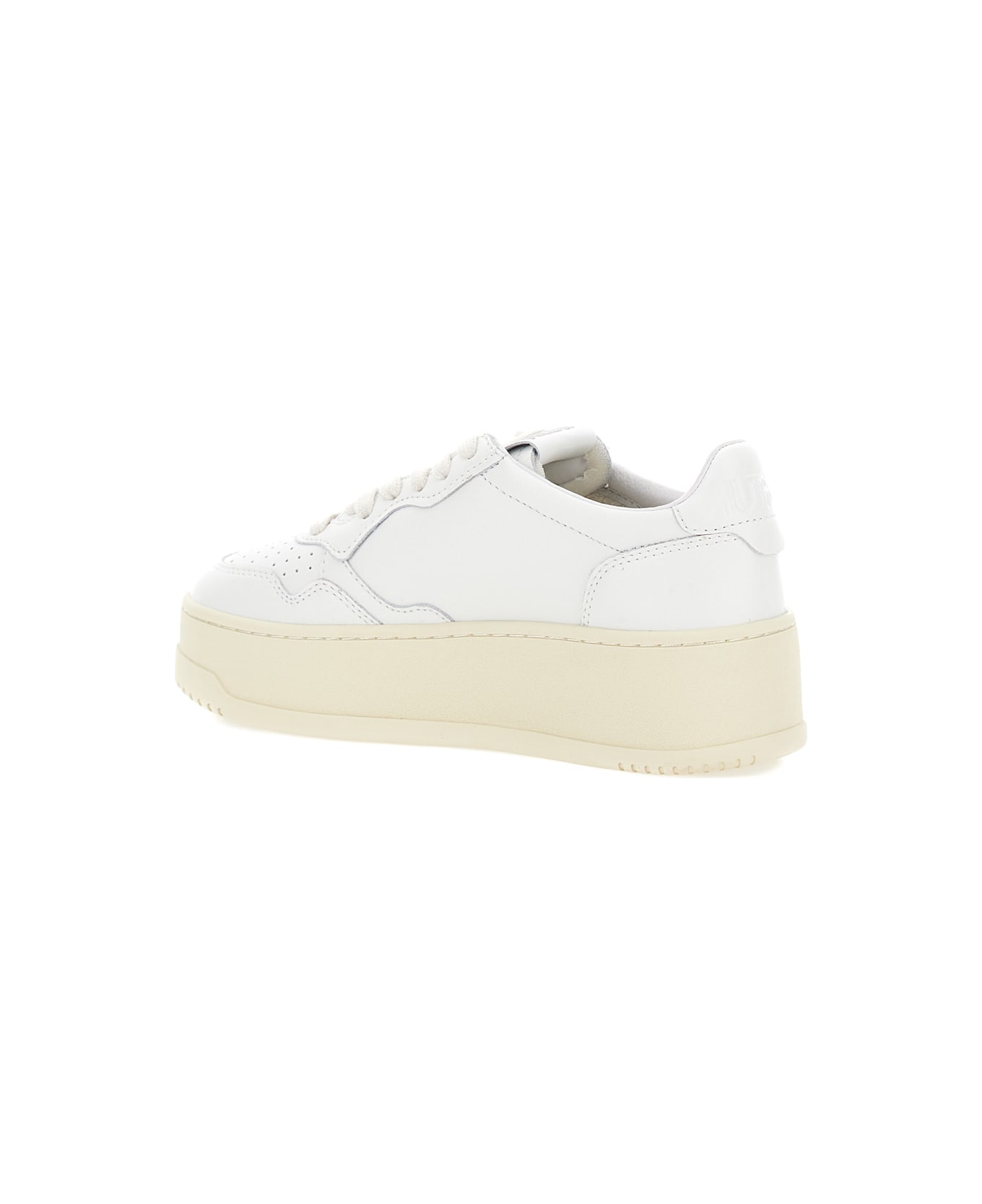Autry White Low Top Sneakers With Oversized Platform In Leather Woman - White
