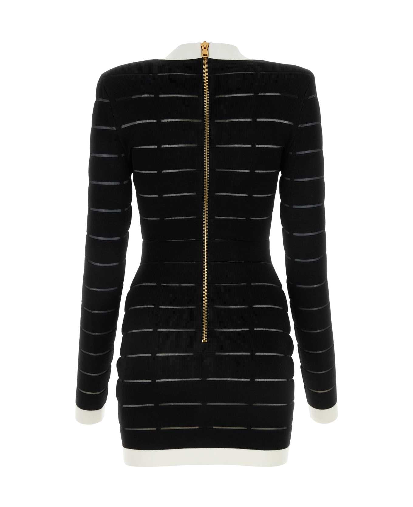 Balmain Black Viscose Blend Dress - NOIRBLANC