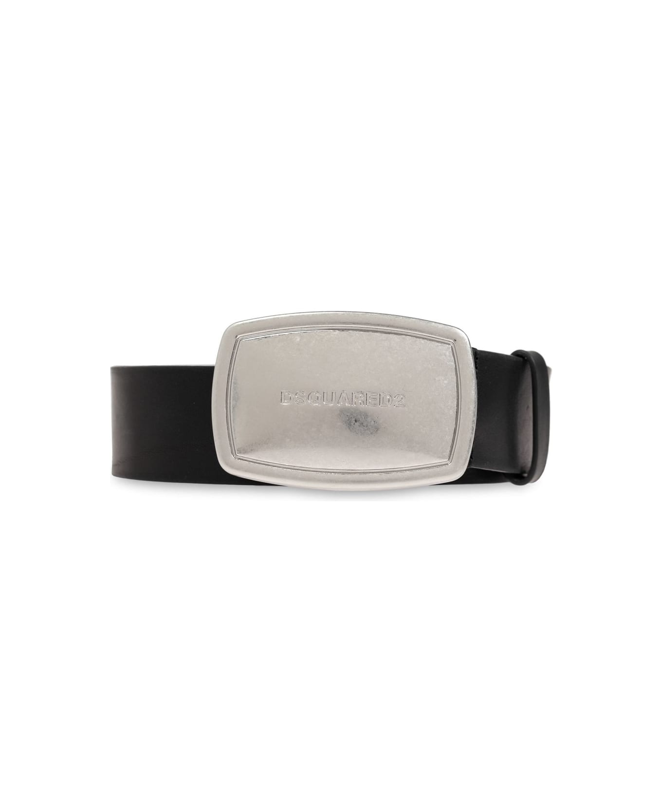 Dsquared2 Logo Engraved Buckle Belt - Nero/vintage Palladium