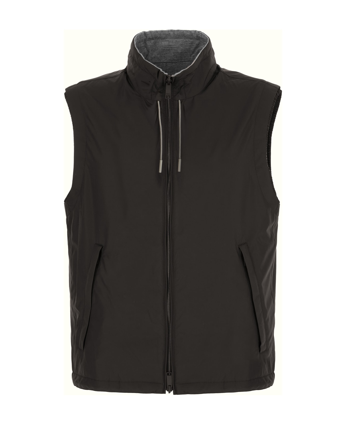Zegna Slate Polyester Reversible Sleeveless Jacket - BREZZA  BLACK