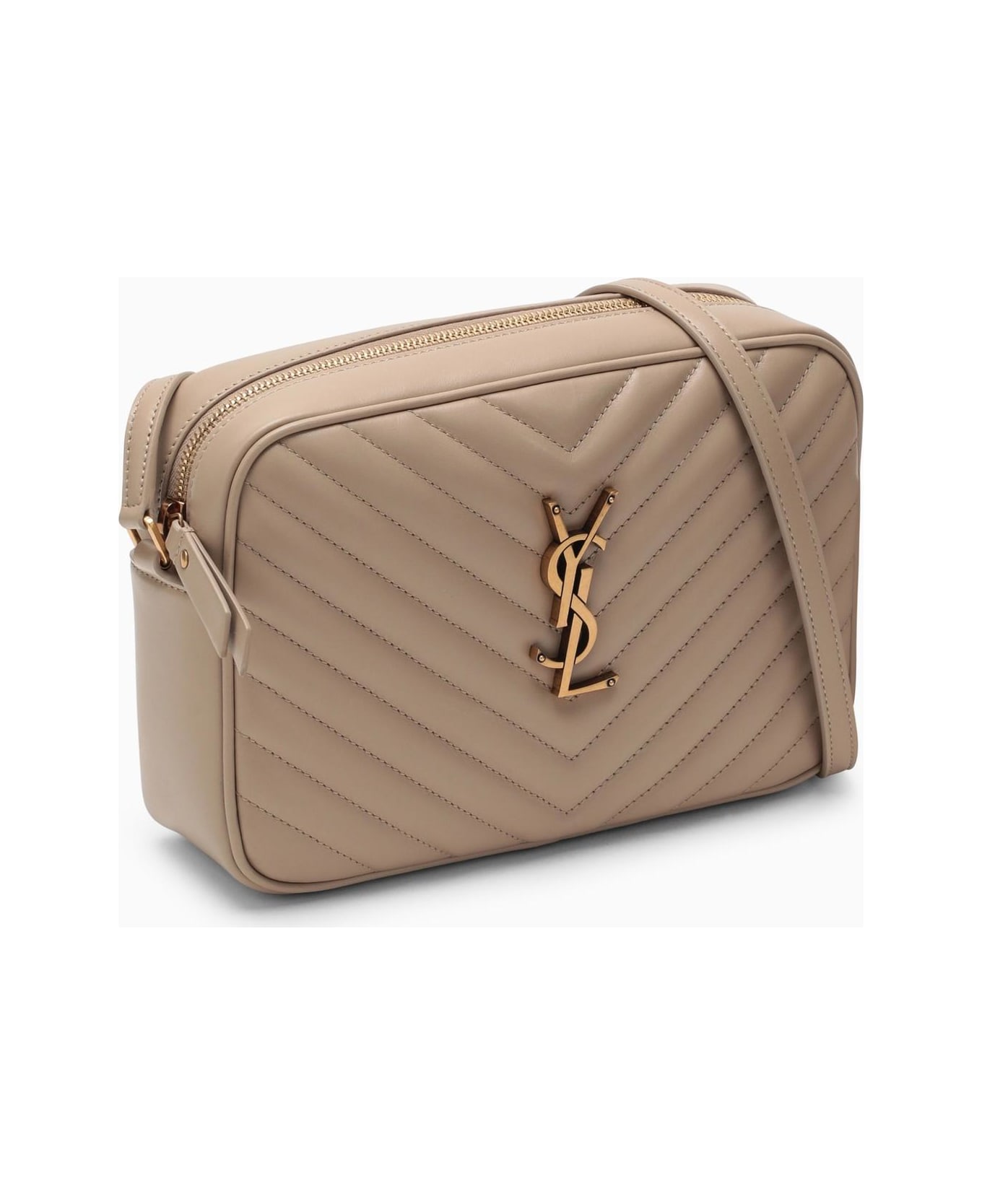 Saint Laurent Lou Zip-up Quilted Crossbody Bag - Beige
