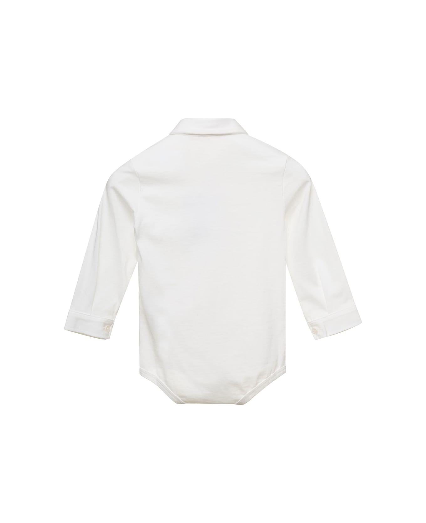 Il Gufo White Romper With Collar And Buttons In Cotton Baby - White ボディスーツ＆セットアップ