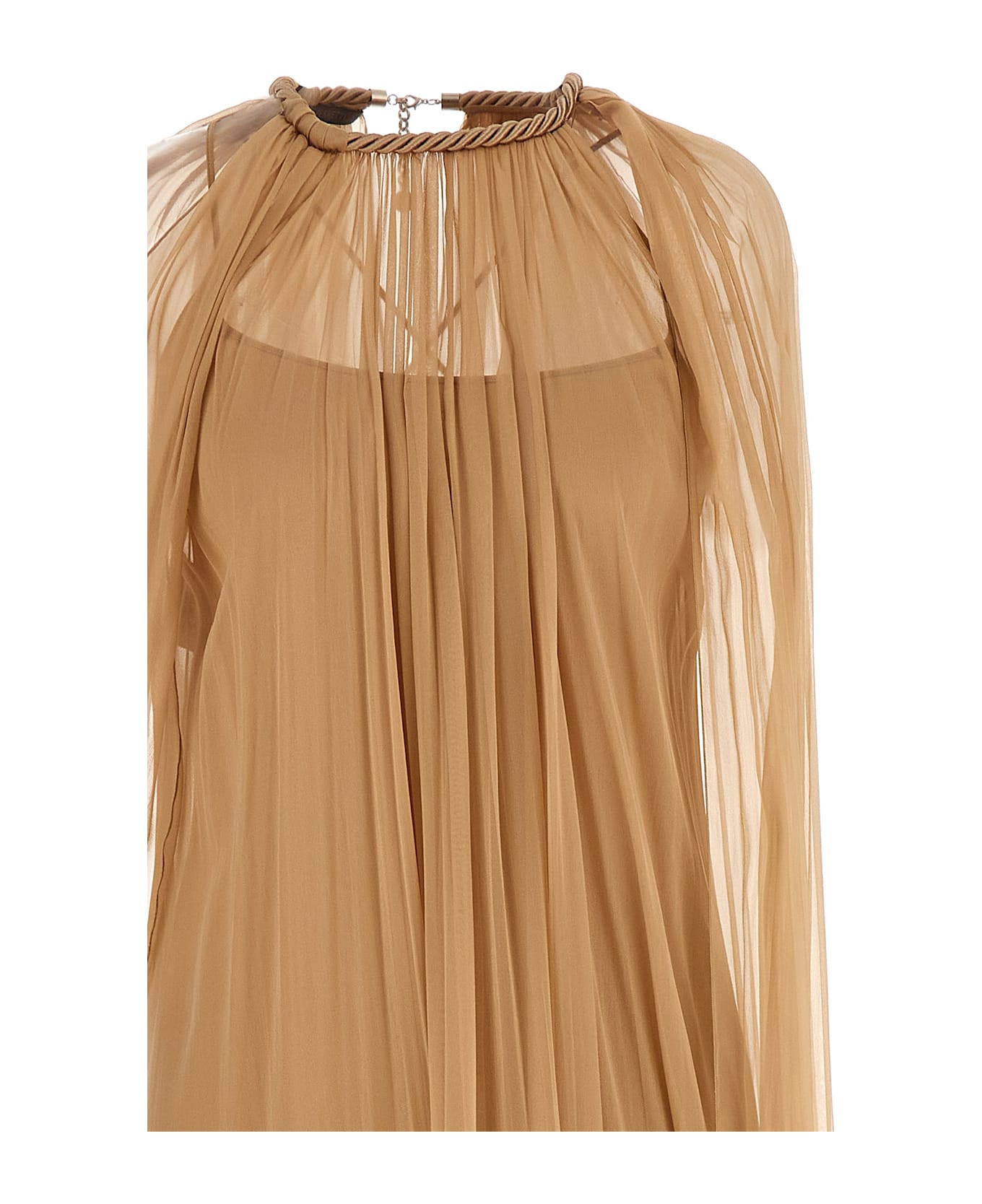Alberta Ferretti Long Chiffon Dress - Beige