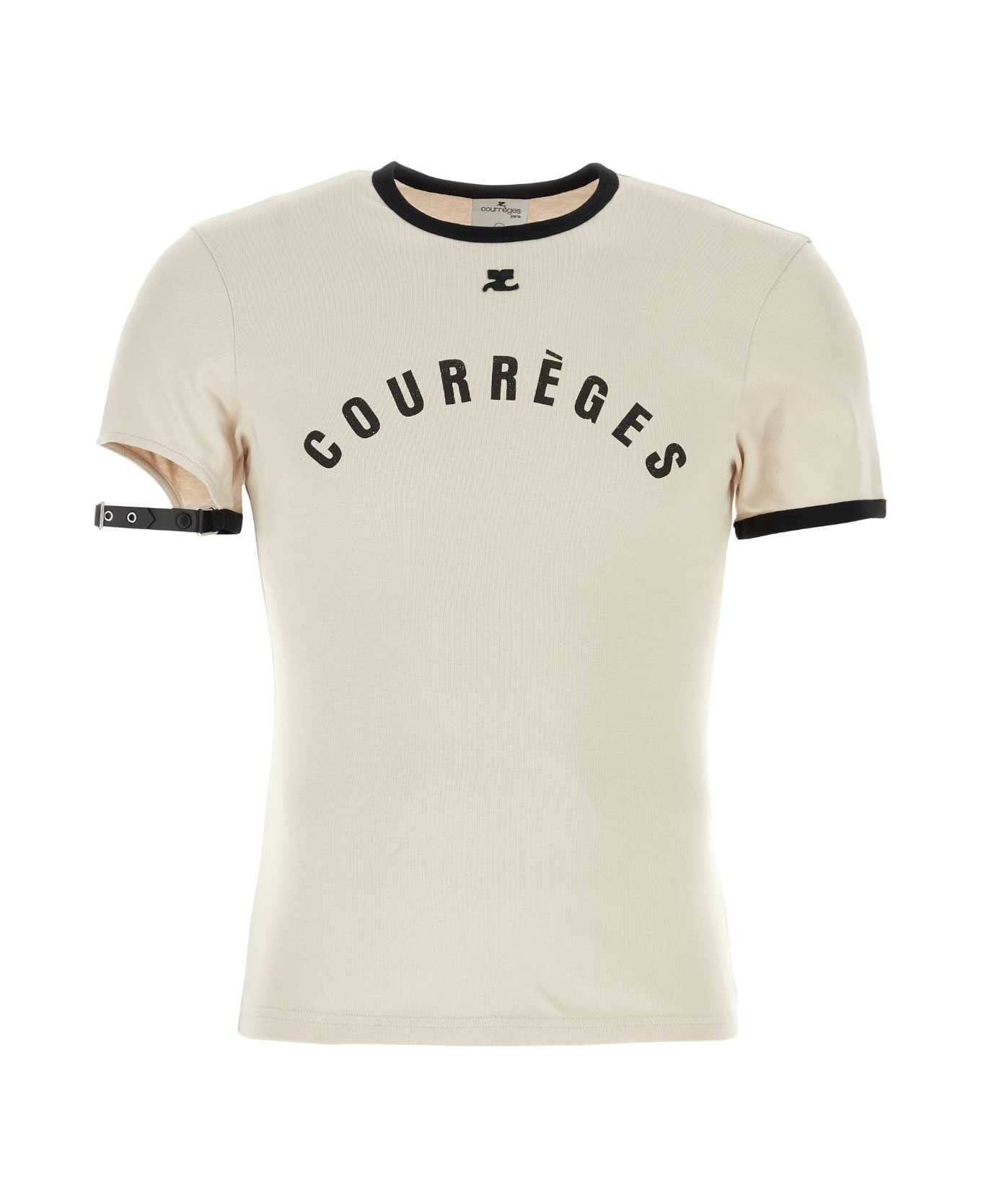 Courrèges Light Grey Cotton T-shirt - LIMESTONEBLACK