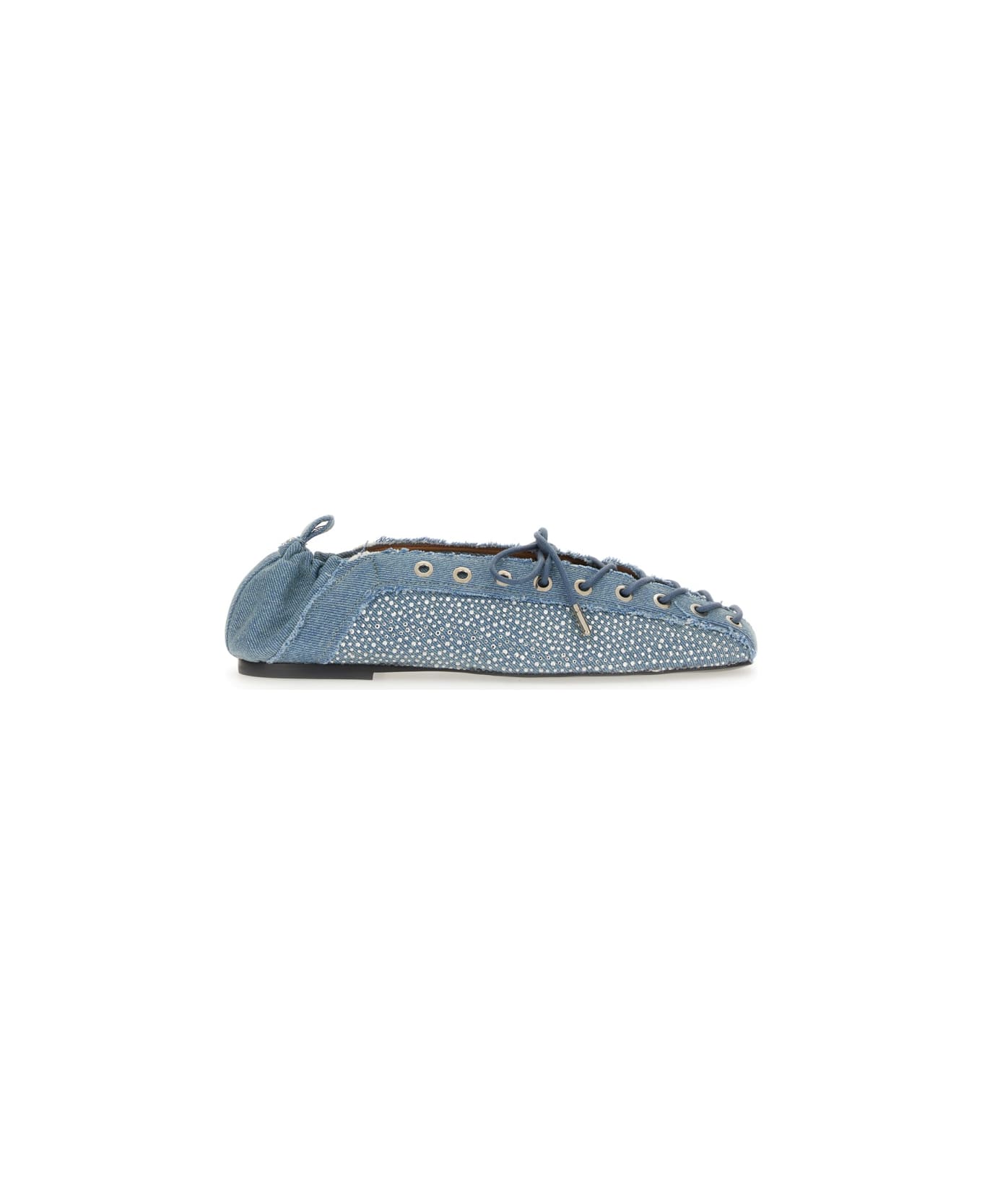 Ganni Lace-up Ballerina - DENIM