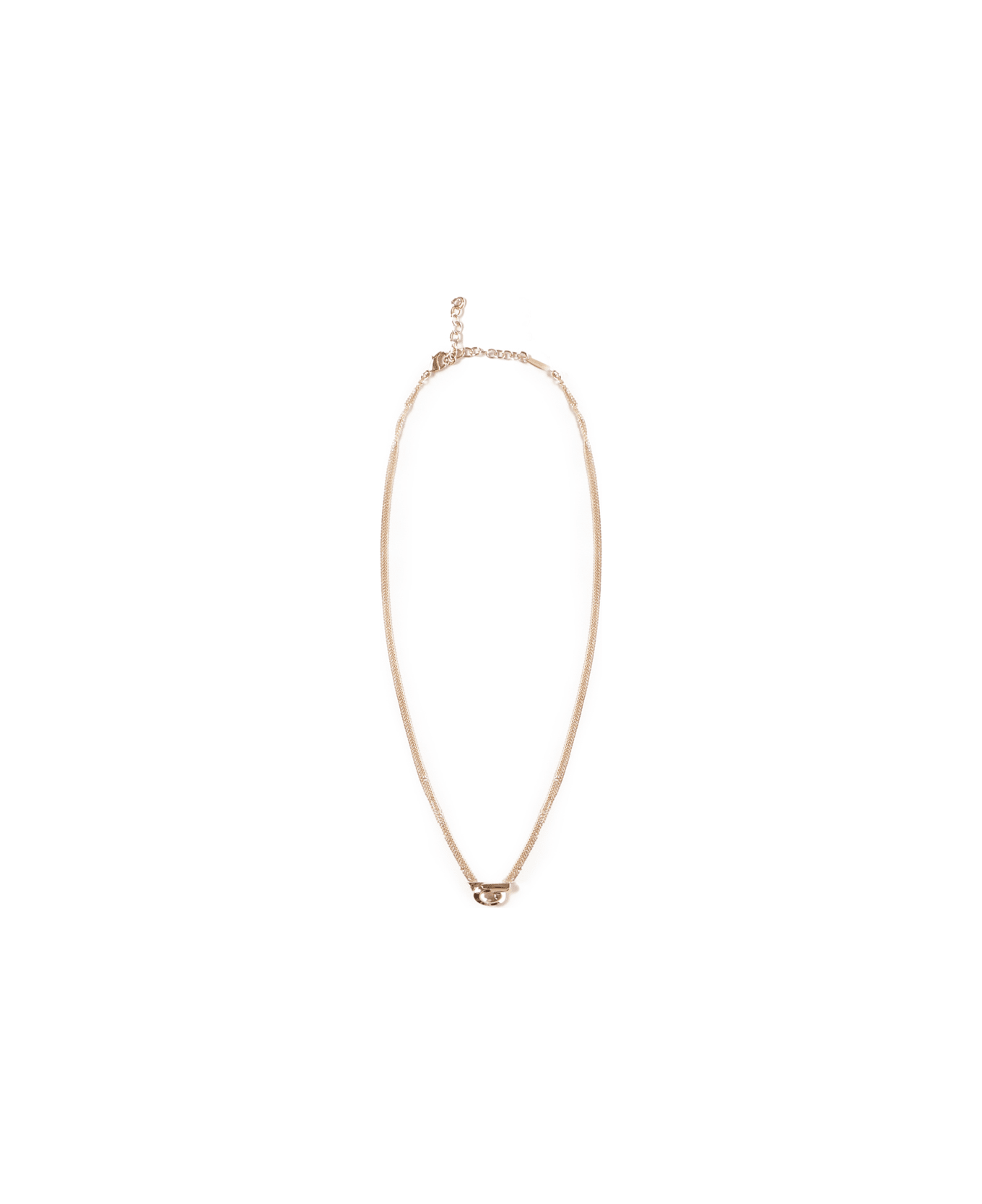 Ferragamo Gold-colored Necklace With Gancini Pendant In Brass Woman - Gold