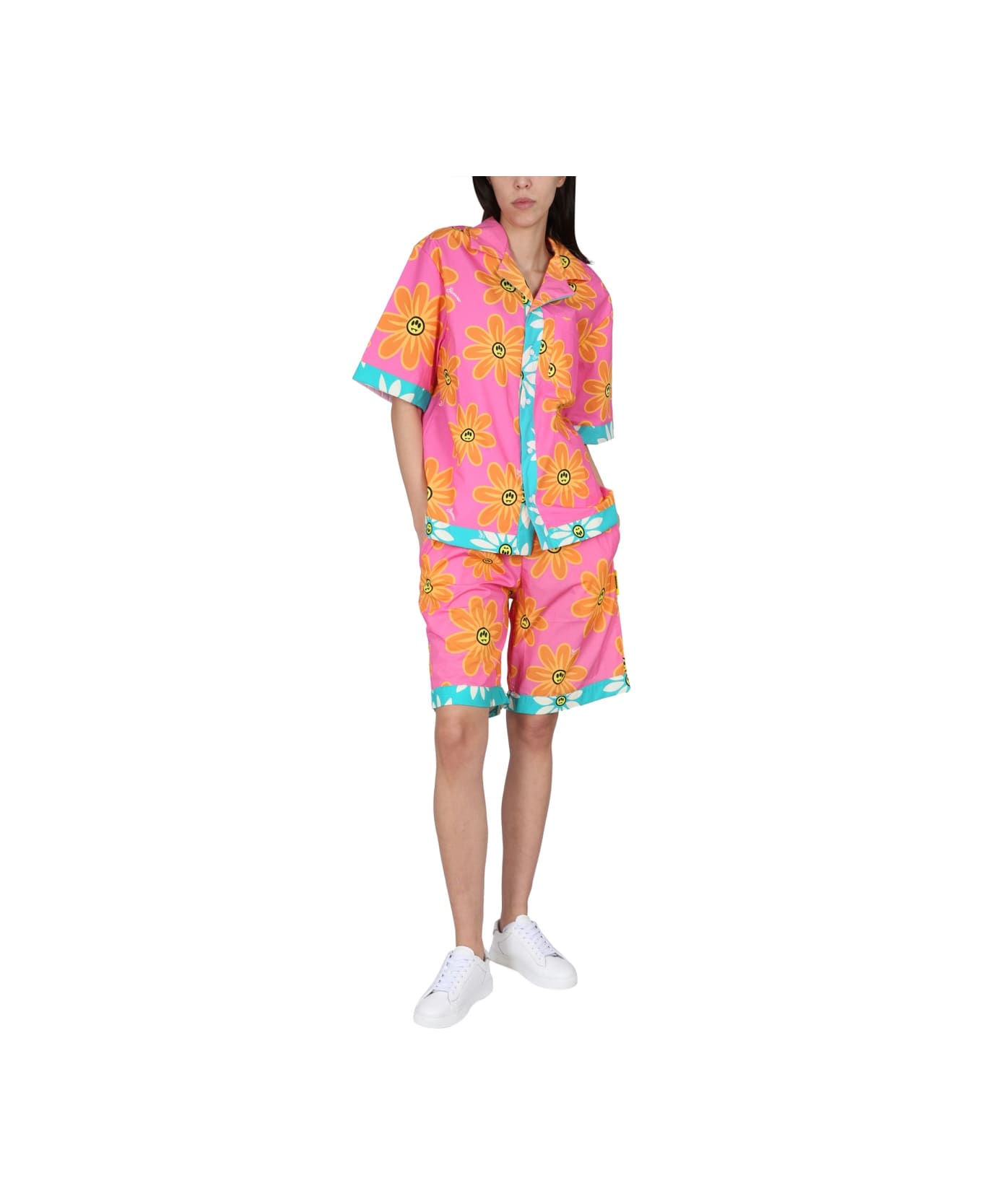 Barrow Sunflower Print Bermuda Shorts - FUCHSIA