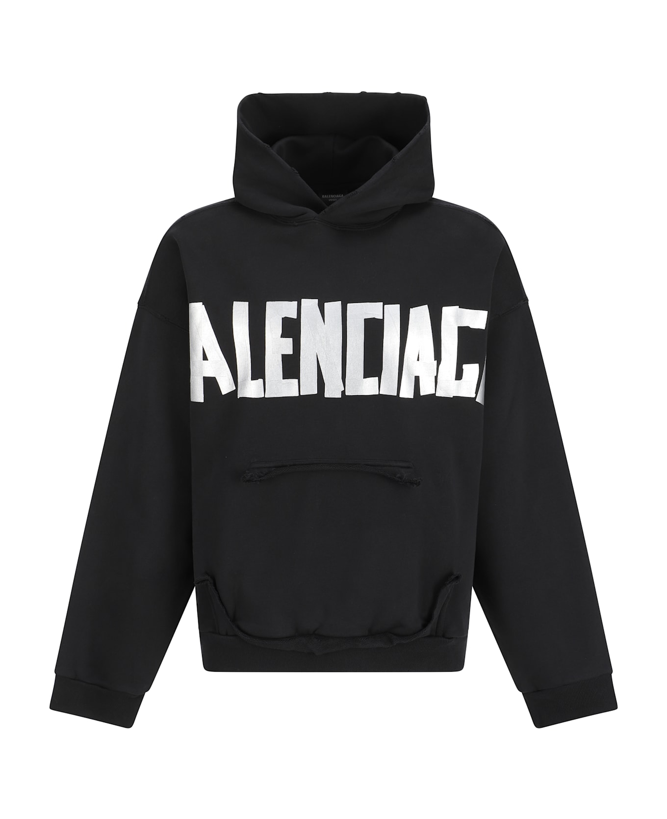 Balenciaga 'tape Type' Hoodie - Faded Black/silver