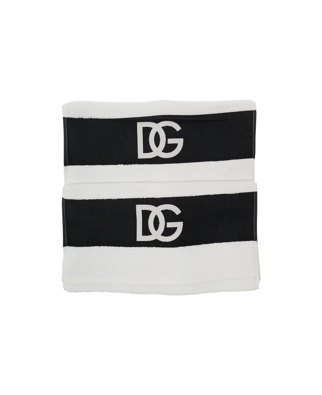 Dolce & Gabbana White Set Of Five Towels With Dg Logo In Terry Cotton - White インテリア雑貨