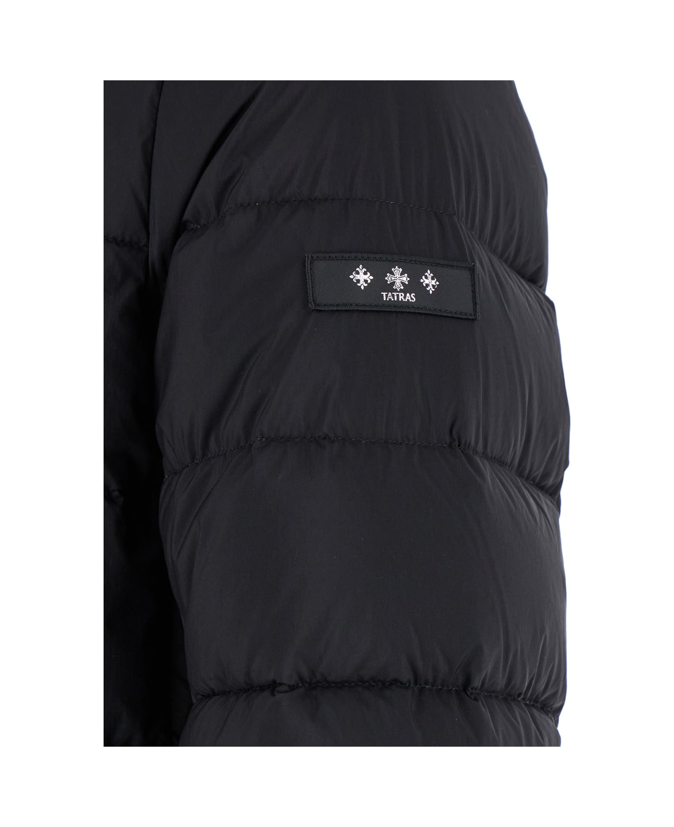 TATRAS 'borbore' Black Down Jacket With Hood And Logo Patch In Tech Fabric Man - Black