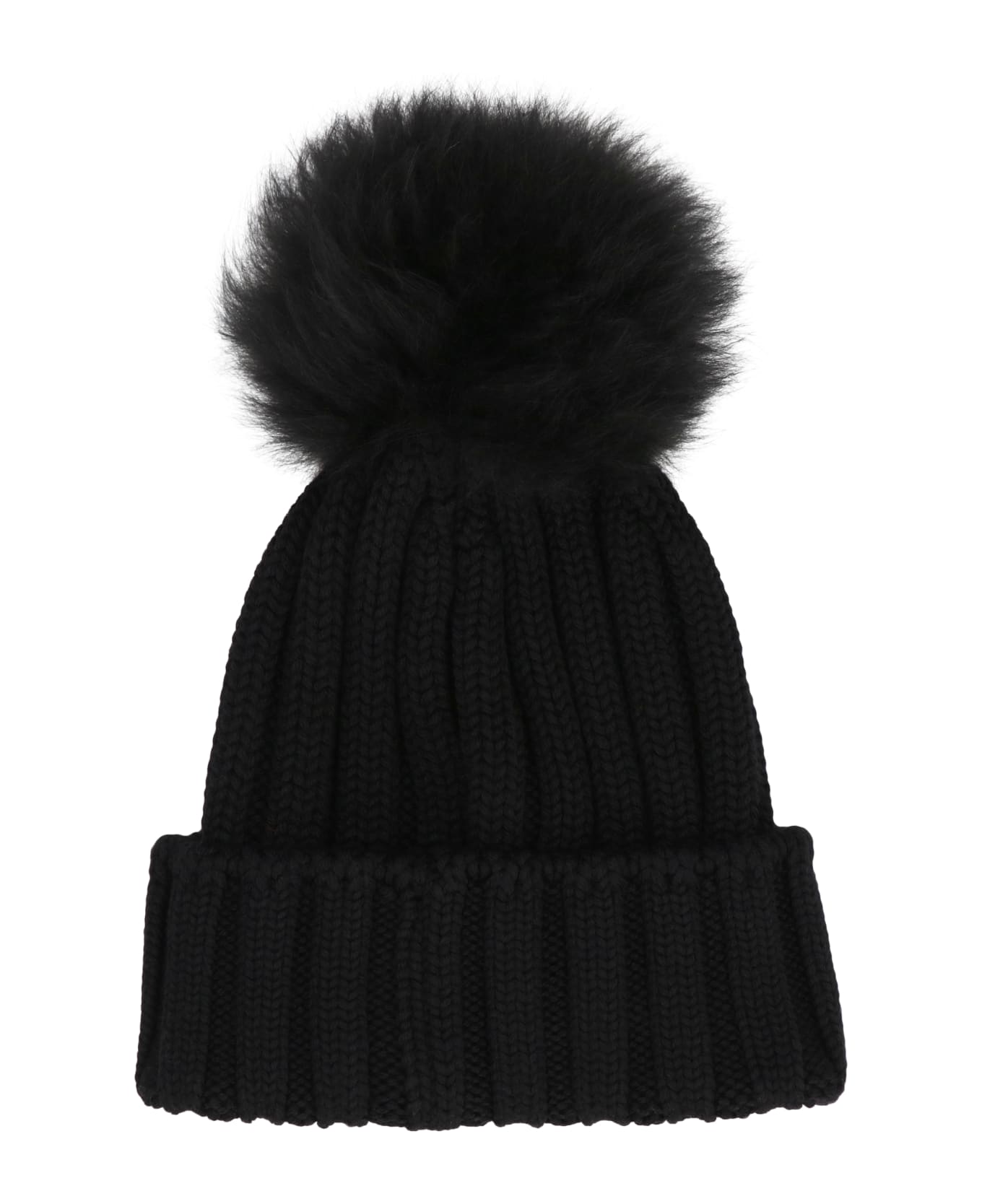 Woolrich Knitted Wool Beanie With Pom-pom