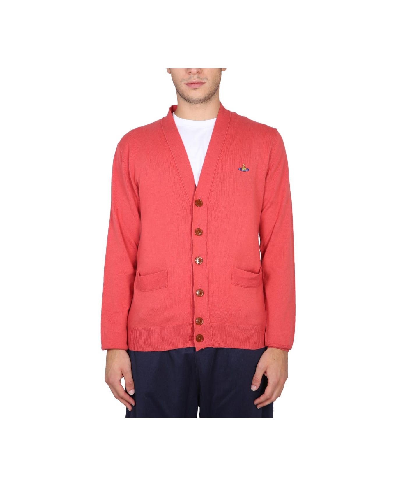 Vivienne Westwood Cardigan With Orb Embroidery - RED