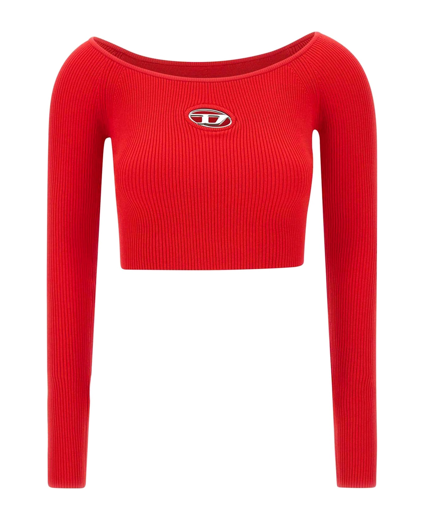 Tシャツ・カットソー DIESEL FW25 M-VERA TOP LS RIB (A141890DLAX 9XX) M-VERA-LS Off-the-shoulder top in ribbed knit｜ホワイト