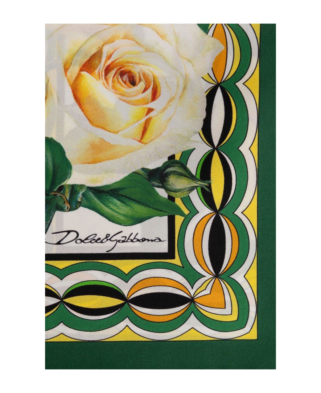 Dolce & Gabbana Rose Printed Twill Scarf - Giallo