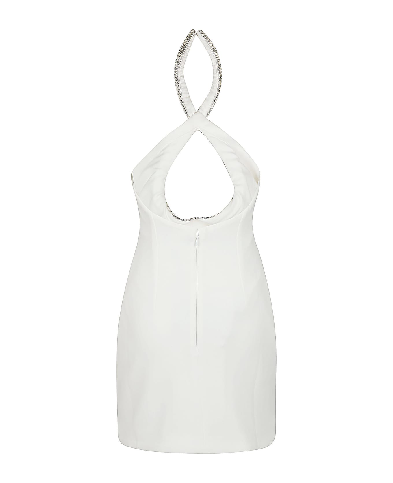 retrofete Halter Neck Embellished Off-shoulder Short Dress - White/Silver