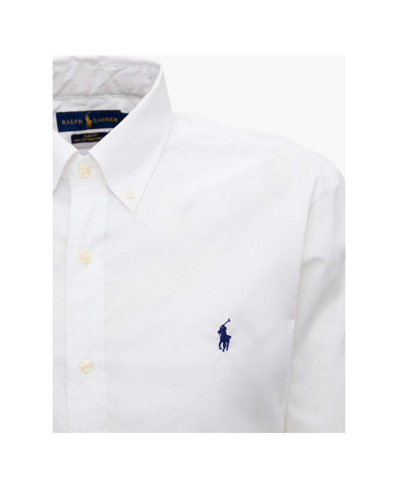 Polo Ralph Lauren White Classic Collar Shirt In Cotton Poplin Man Polo Ralph Lauren - White