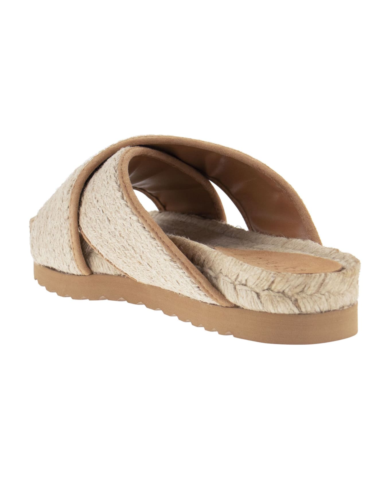 Peserico Jute And Leather Sandal - Natural
