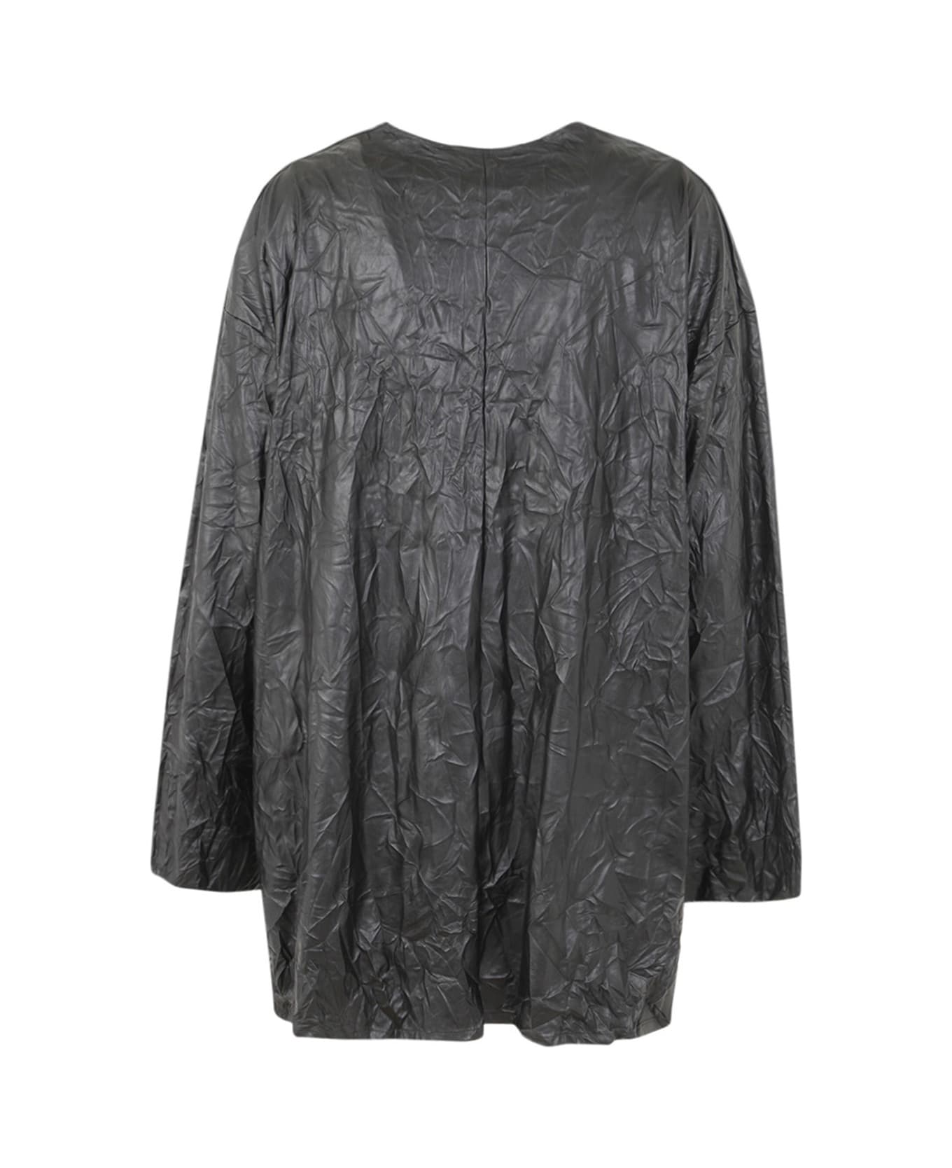 Maria Calderara Crinkled Faux Leather Sweater - Black ニットウェア