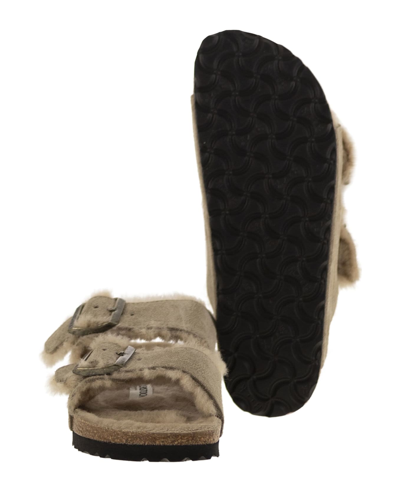Birkenstock Arizona - Suede Lamb Fur Slipper - Turtledove