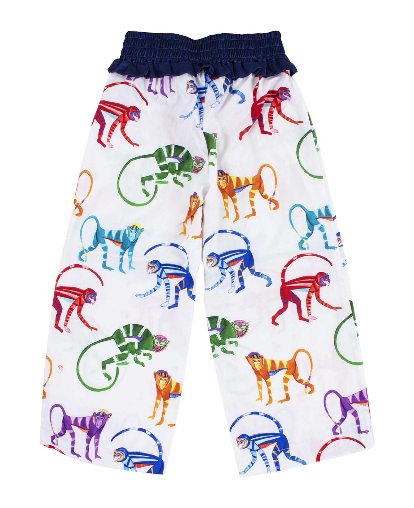 Stella Jean Girl's Pants In Cotton Printed With Monkeys - White