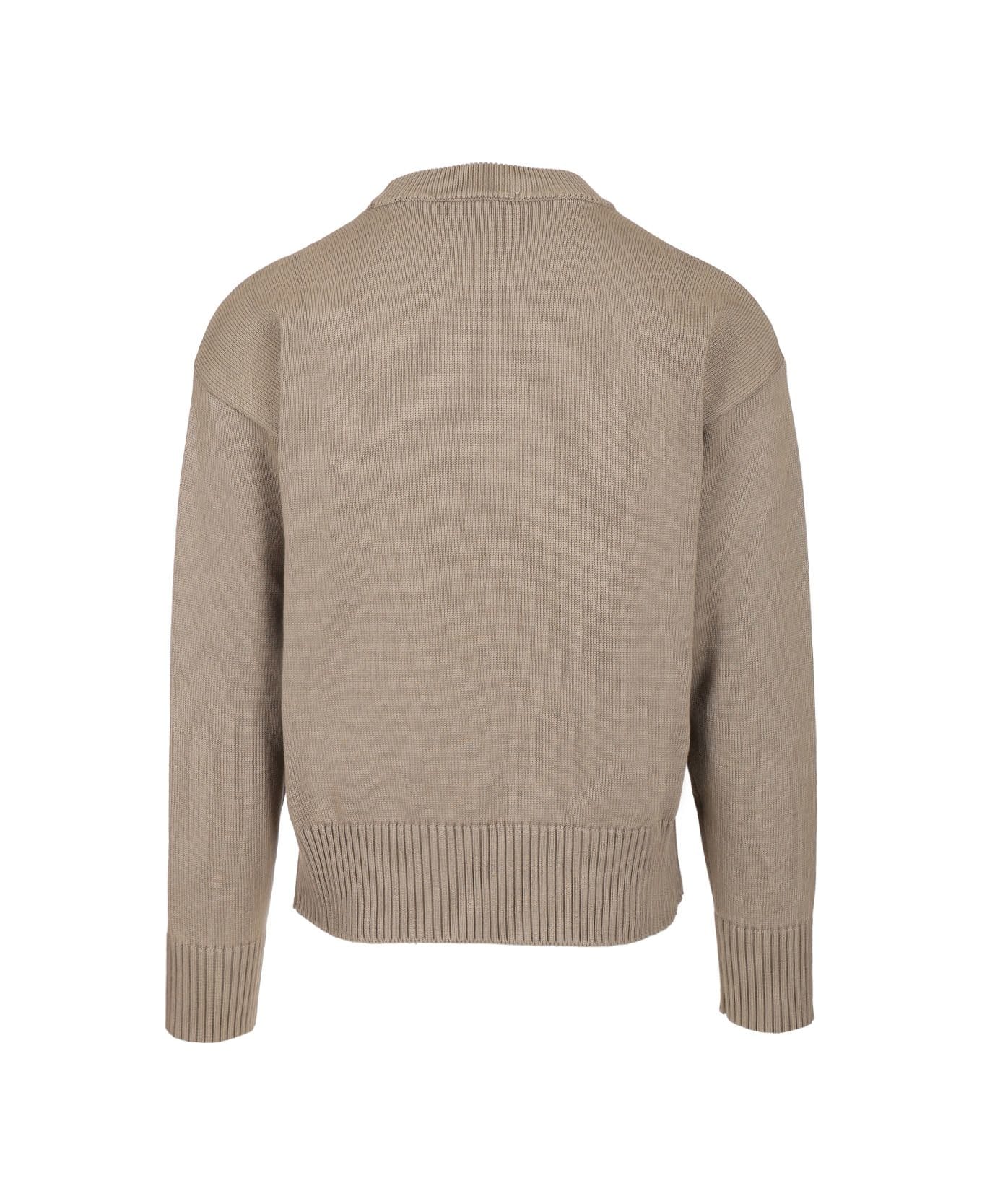 Ami Alexandre Mattiussi Sweater With Embroidered Logo - Grigio