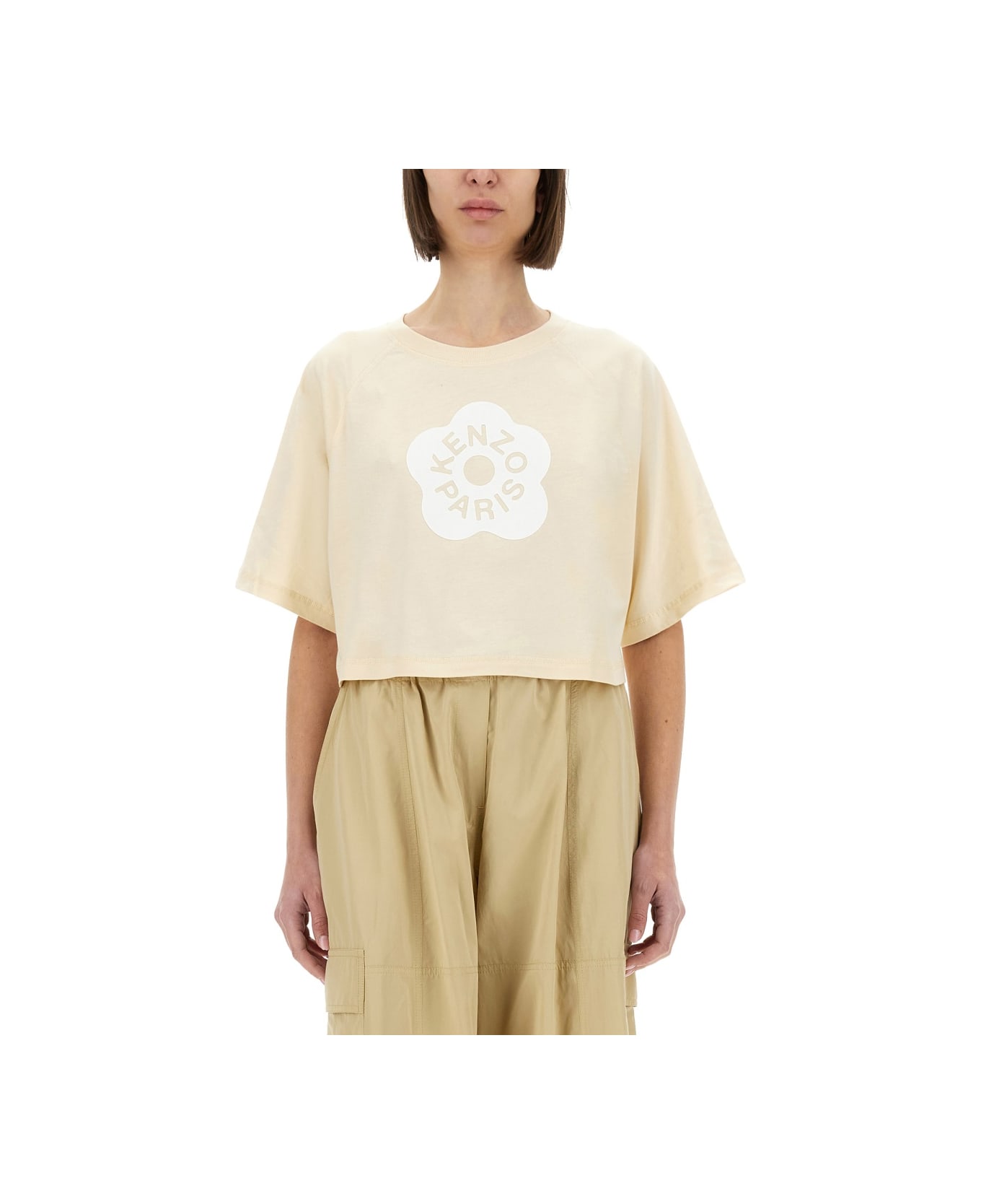 Kenzo "boke Flower 2.0" Cropped T-shirt - BEIGE