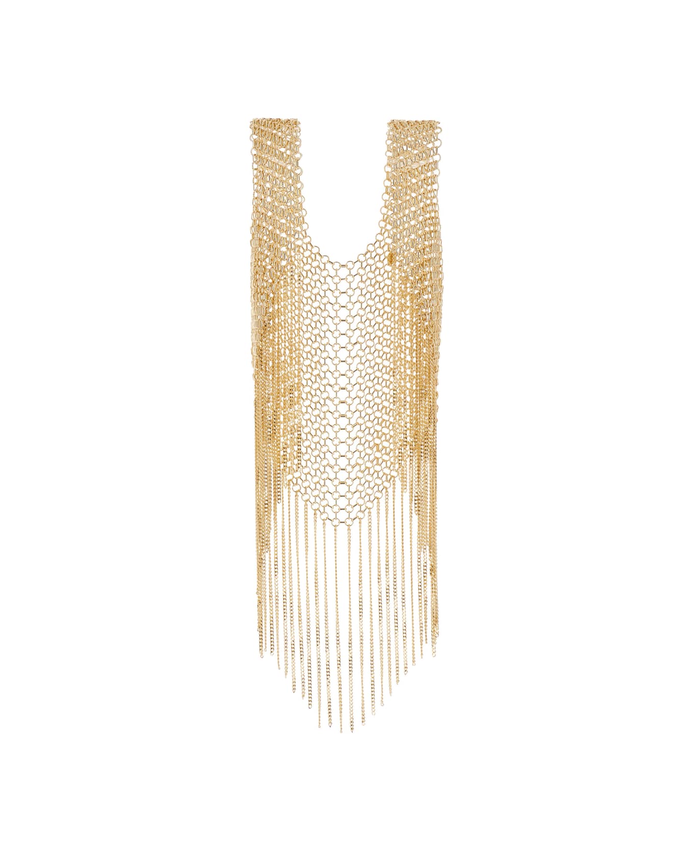 Silvia Gnecchi Gold-tone Vest With Fringes In Metal Mesh Woman - Metallic ジャケット