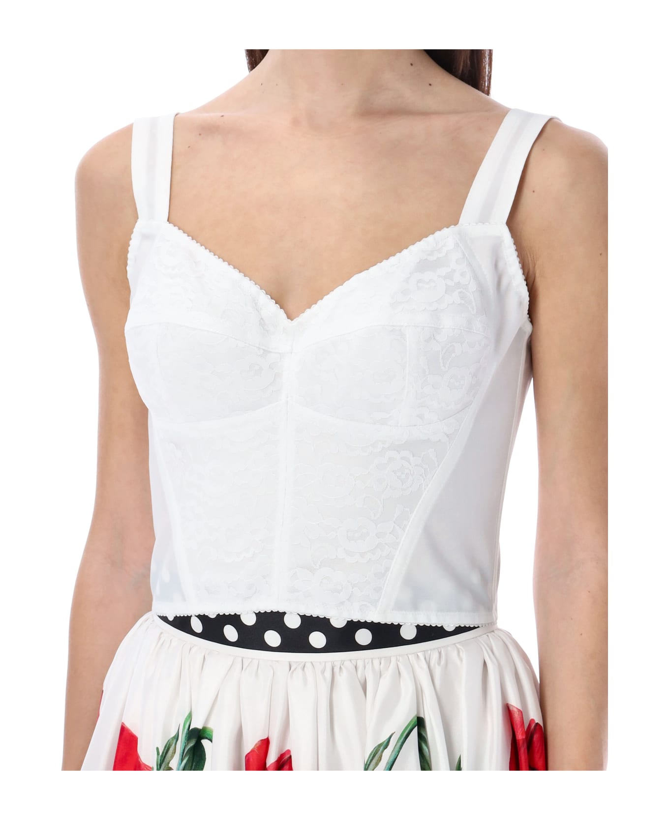 Dolce & Gabbana Lace And Jacquard Shaper Corset Bustier - WHITE