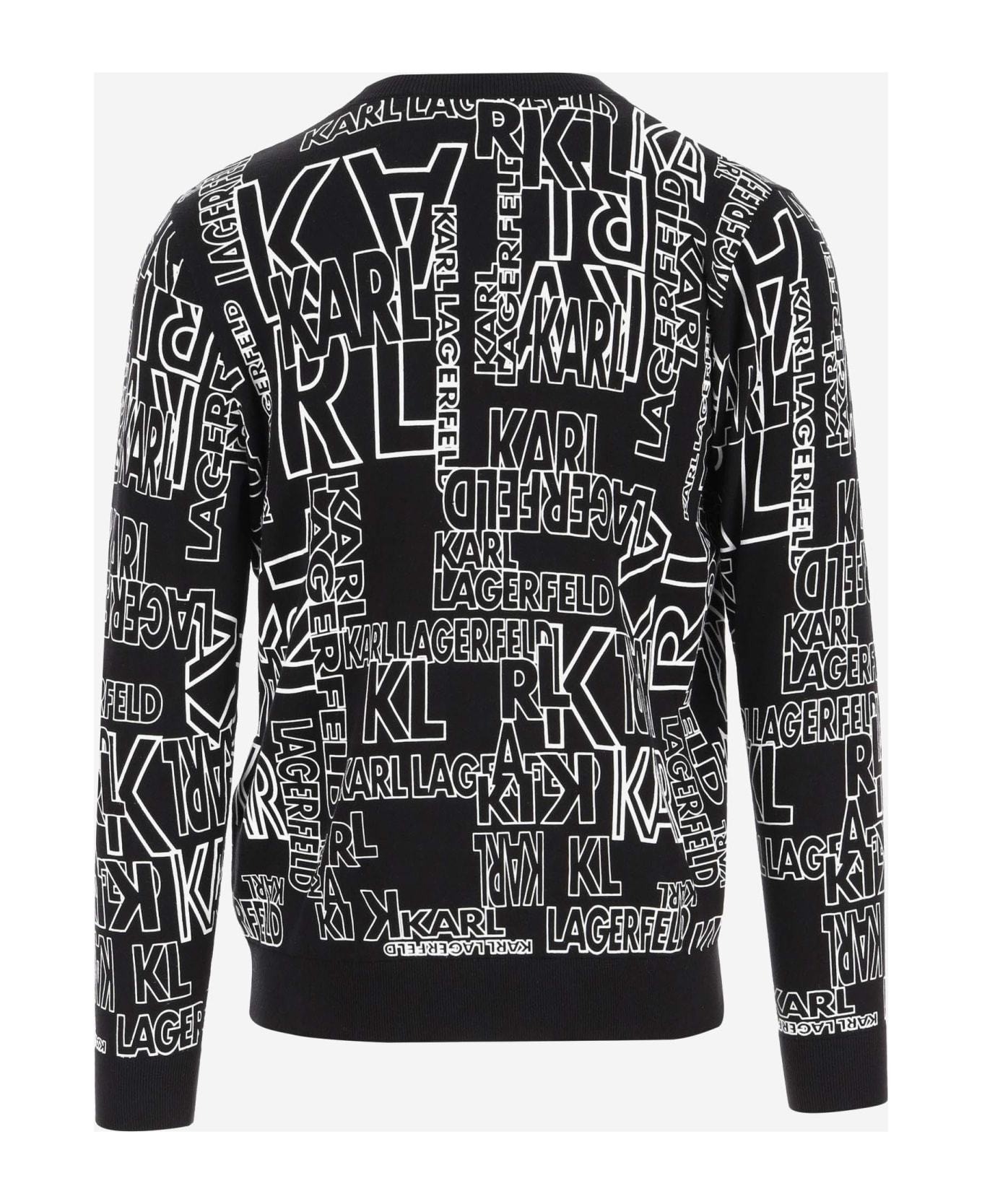 Karl Lagerfeld Cotton Sweatshirt With All-over Logo - Black ニットウェア