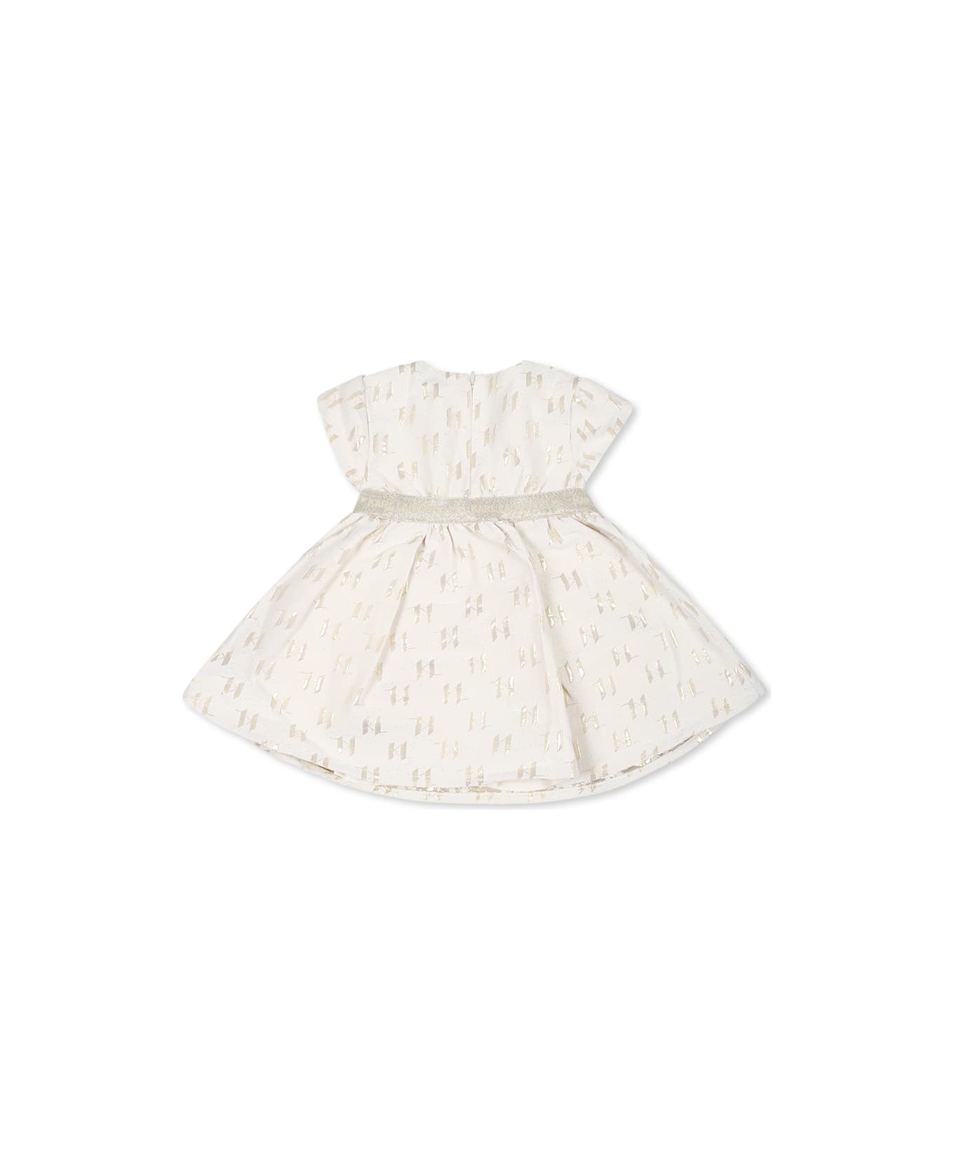Karl Lagerfeld Kids Ivory Dress For Baby Girl With Logo - Ivory
