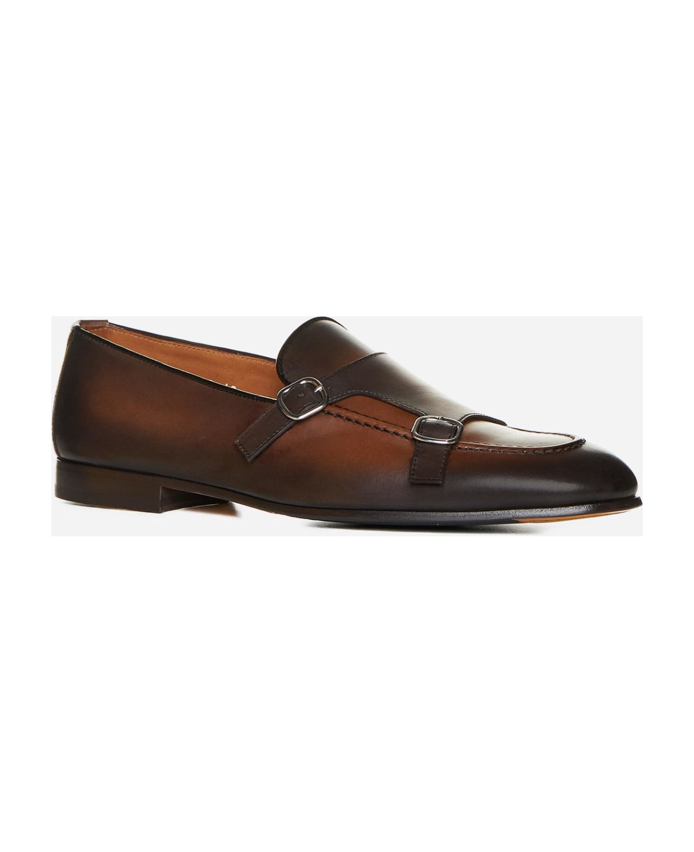 Doucal's Adler Leather Monk Straps - BROWN ローファー＆デッキシューズ
