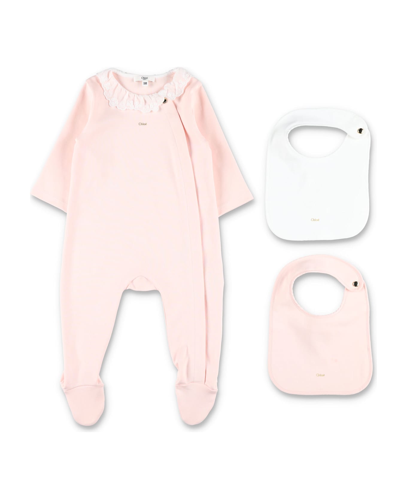 Chloé Baby Gift Set In Pink Cotton - PINK POWDER