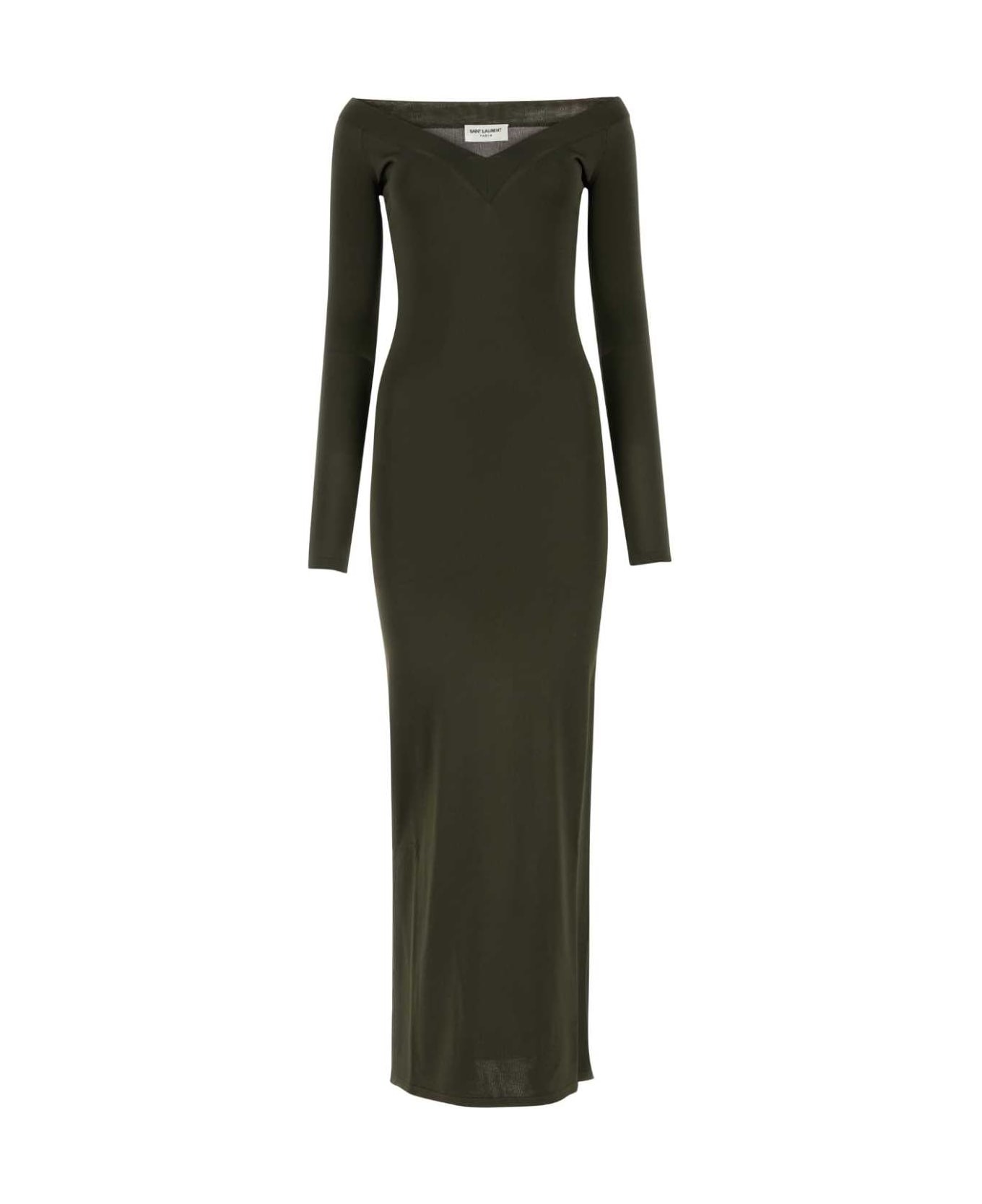 Saint Laurent Viscose Blend Long Dress - KAKIMILITAIRE ワンピース＆ドレス