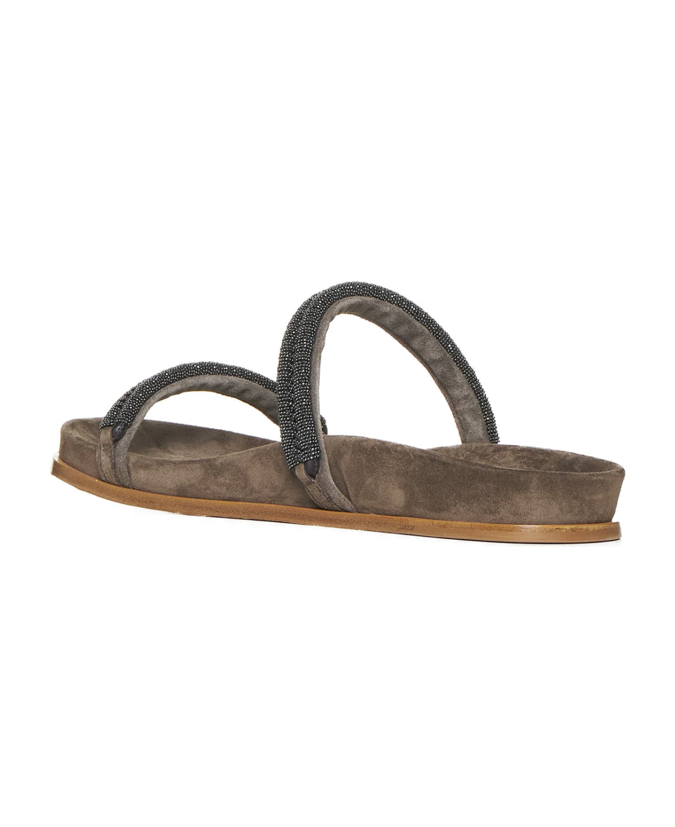 Brunello Cucinelli Double Strap Slip-on Sandals - Peat サンダル