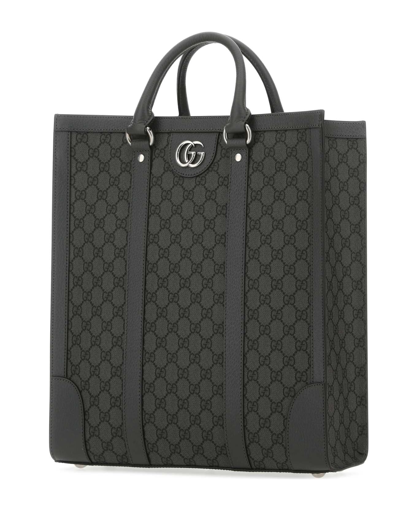 Gucci Gg Supreme Fabric And Leather Ophidia Shopping Bag - Grey