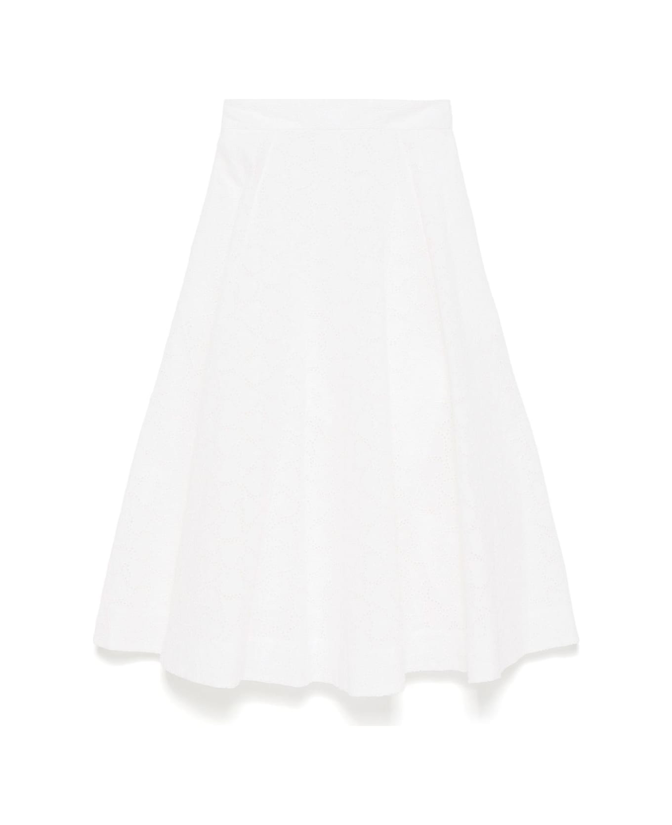 Zimmermann Crush Cotton Midi Skirt - White