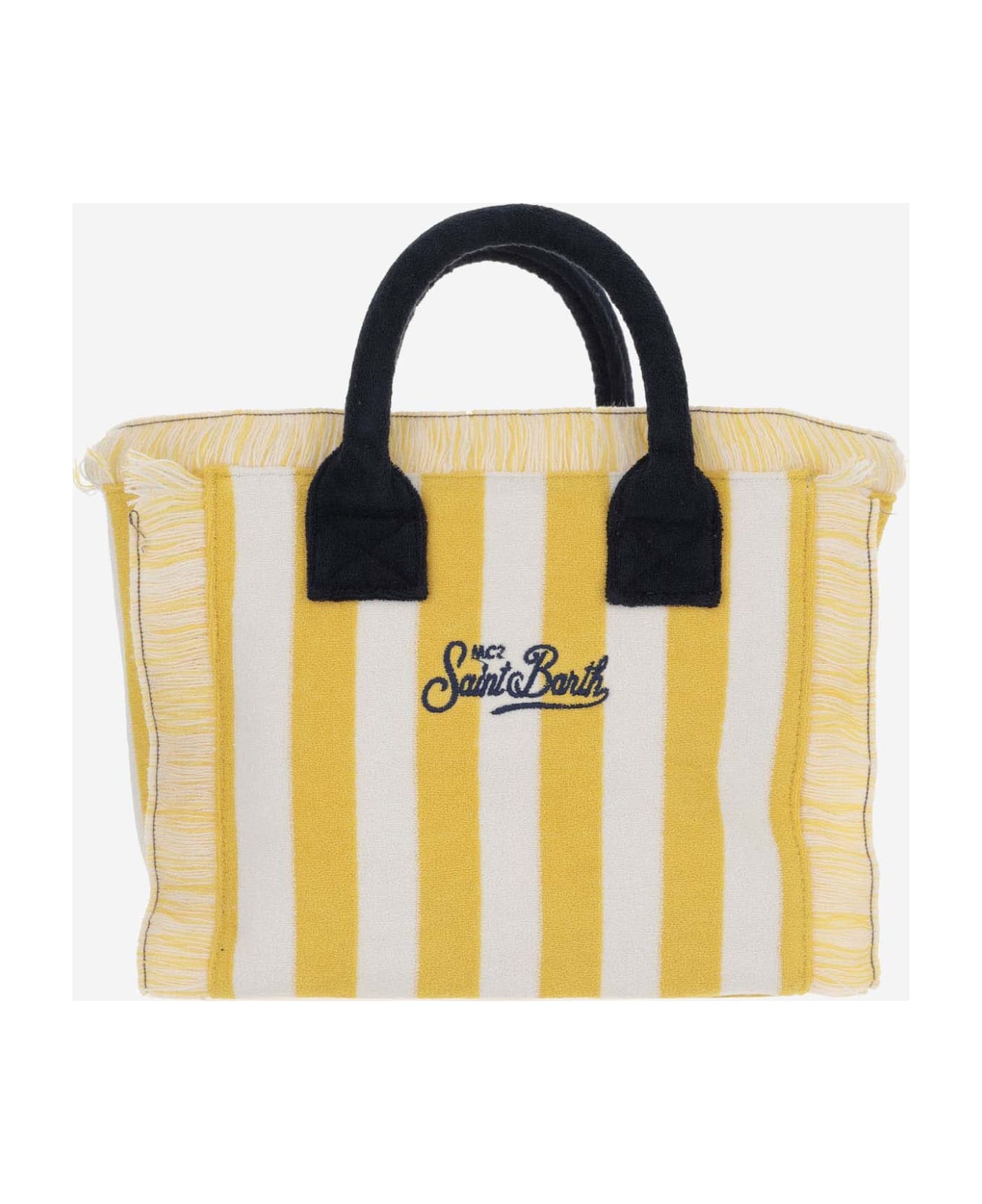 MC2 Saint Barth Colette Tote Bag With Striped Pattern And Logo - Yellow