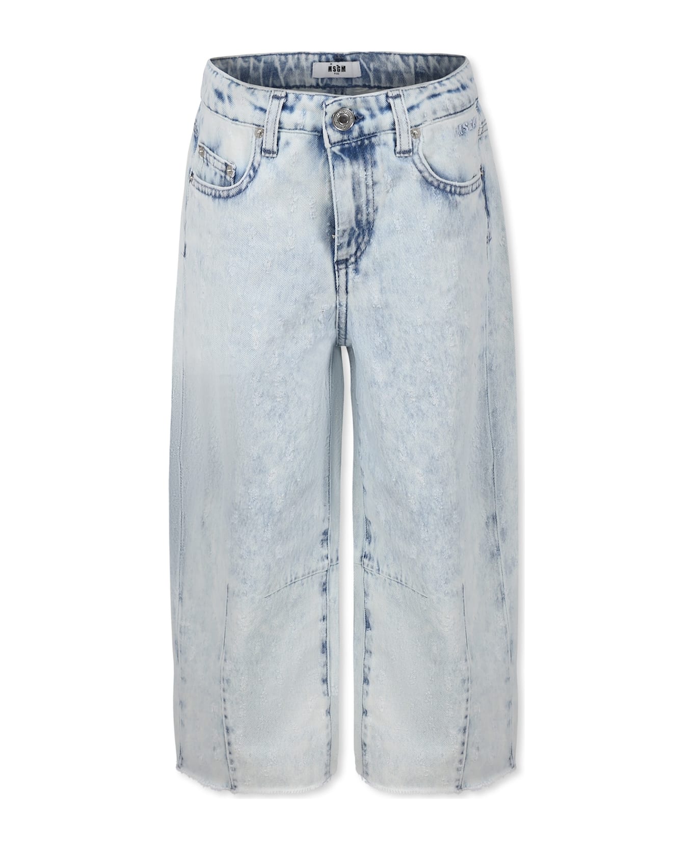 MSGM Denim Jeans For Girl With Logo - Denim