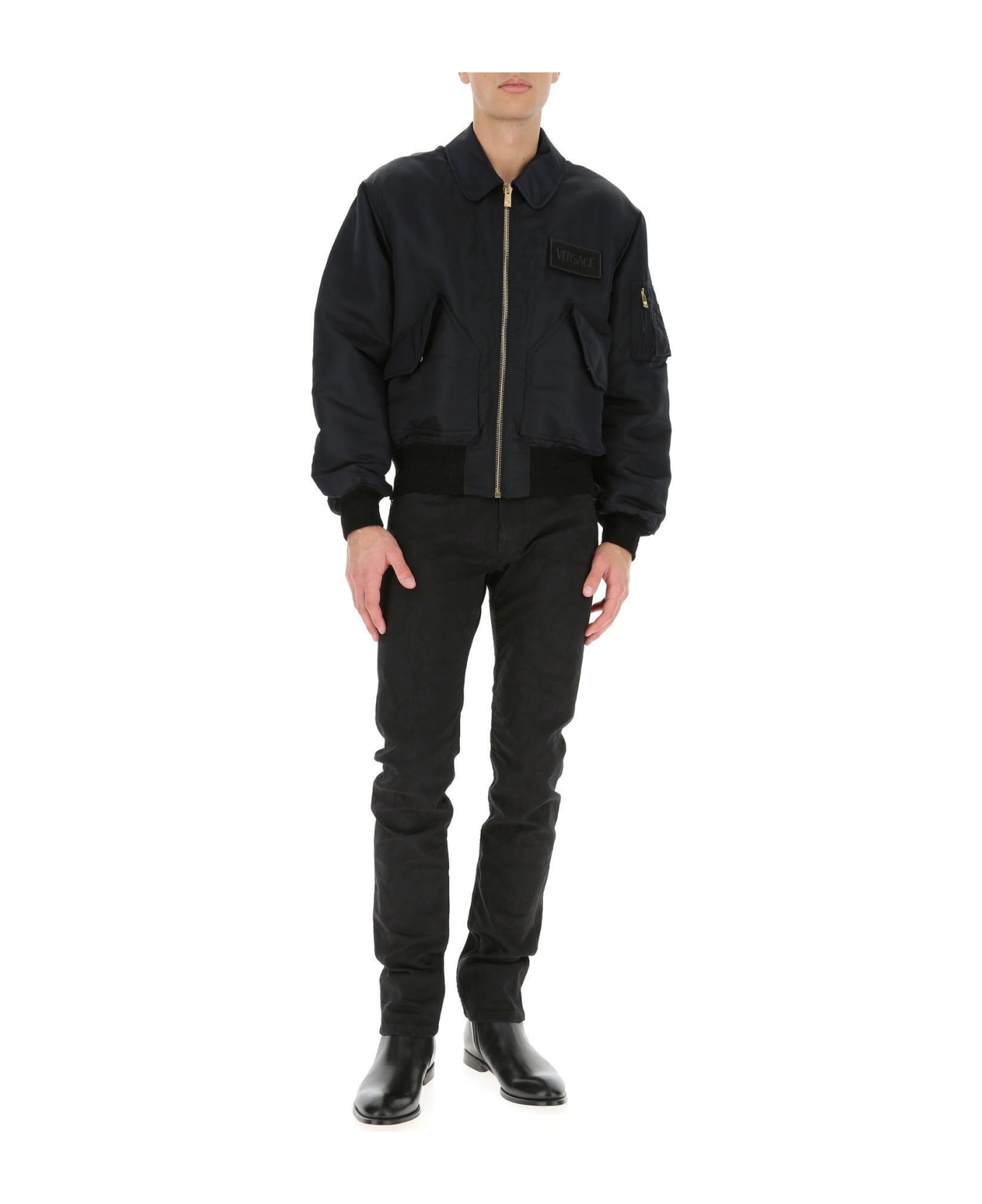 Versace Black Nylon Padded Jacket - Black