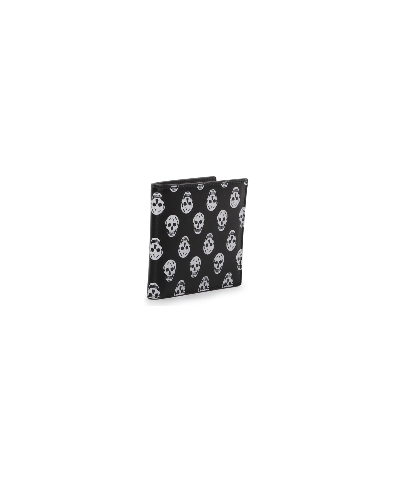 Alexander McQueen Leather Wallet With Skull Print - Black/white 財布